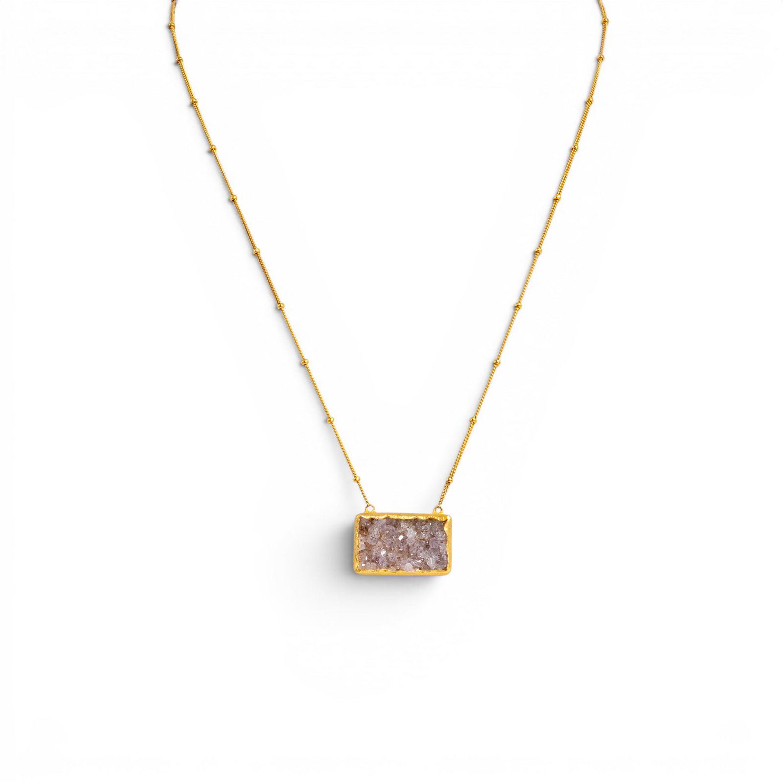 Nina Nguyen Gilt Sterling Silver Amethyst Druzy Quartz Necklace (1 of 4)