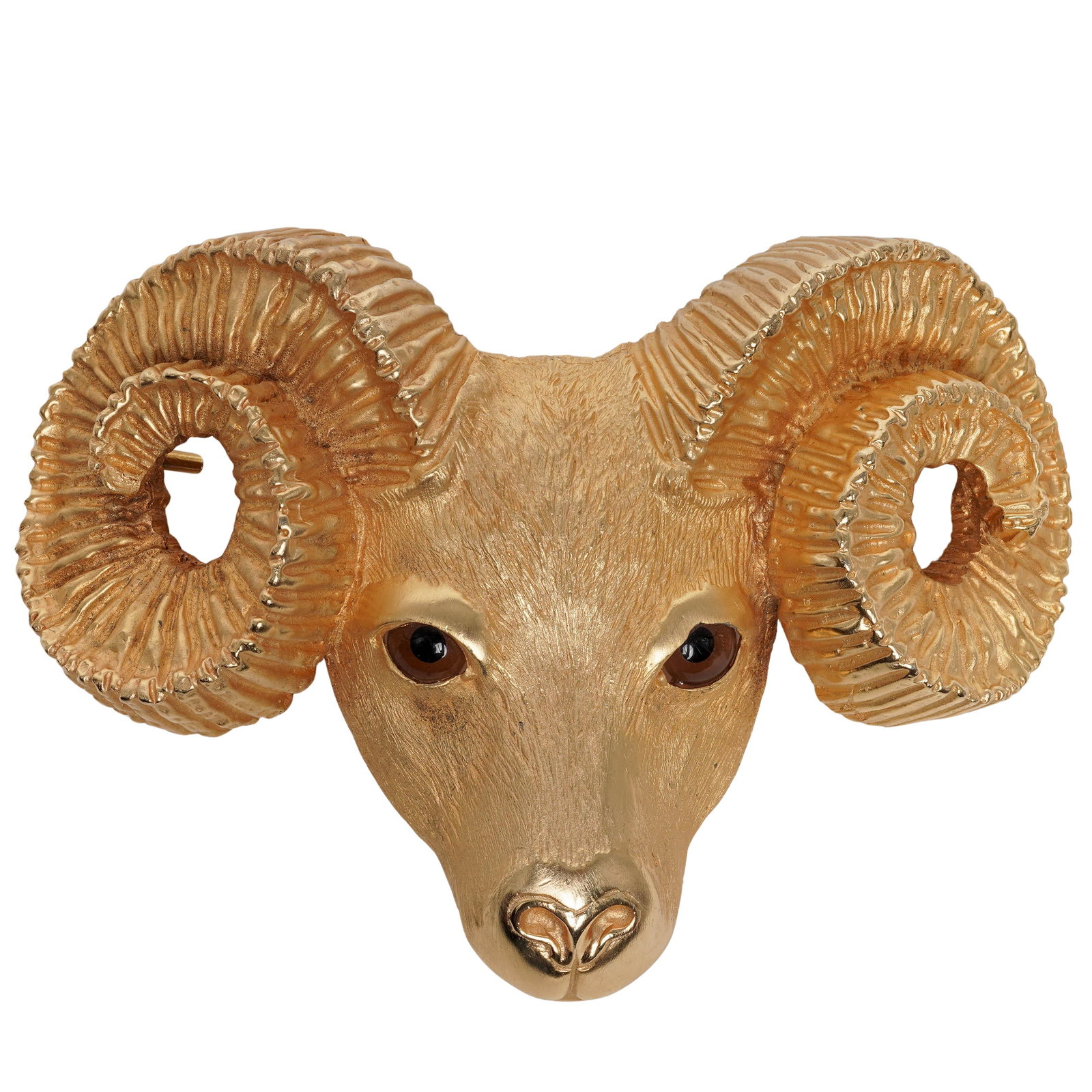 Margarita Barrera Gilt Metal & Glass Ram Head Belt Buckle