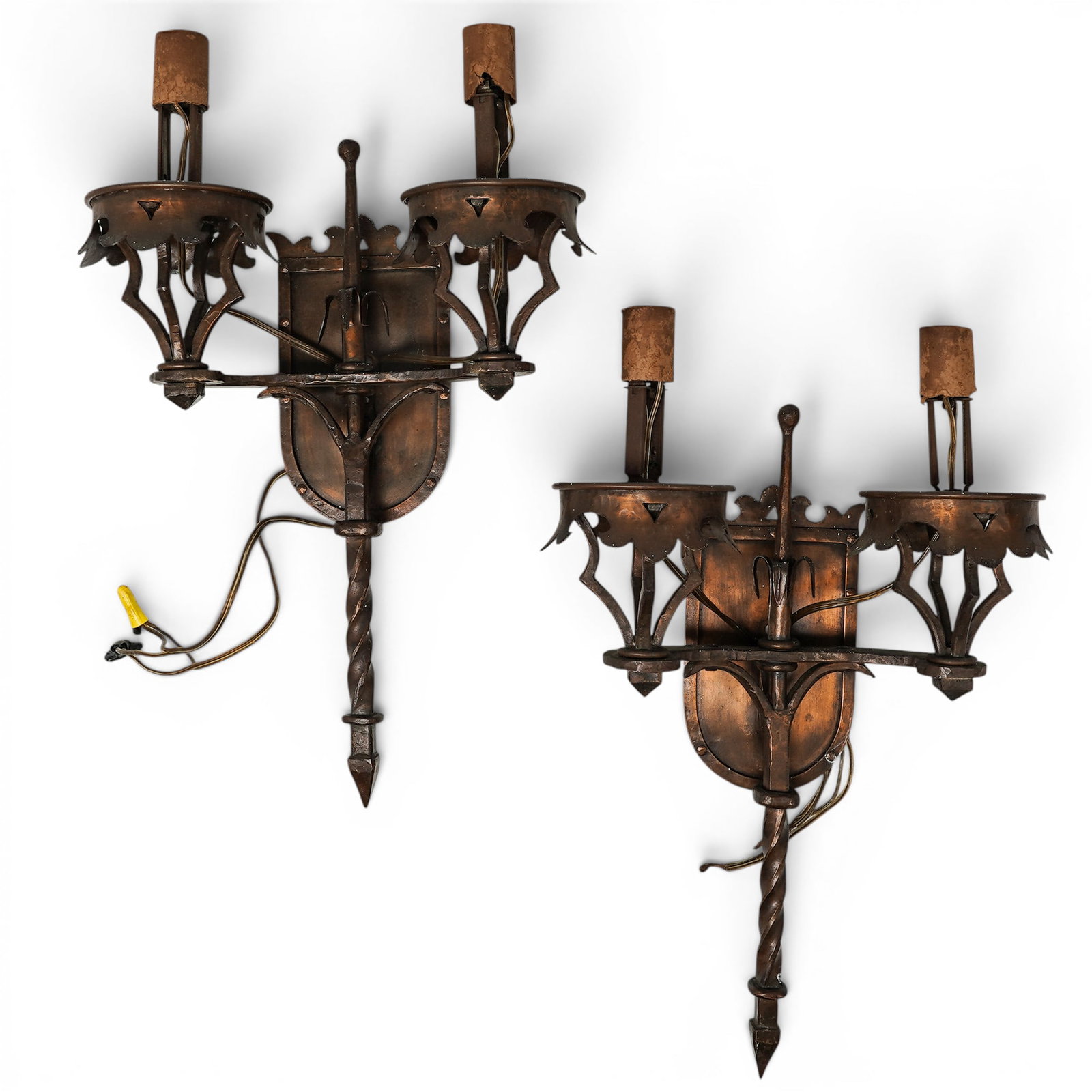 Pair Spanish Revival Wrought Iron Sconces (1 of 6)