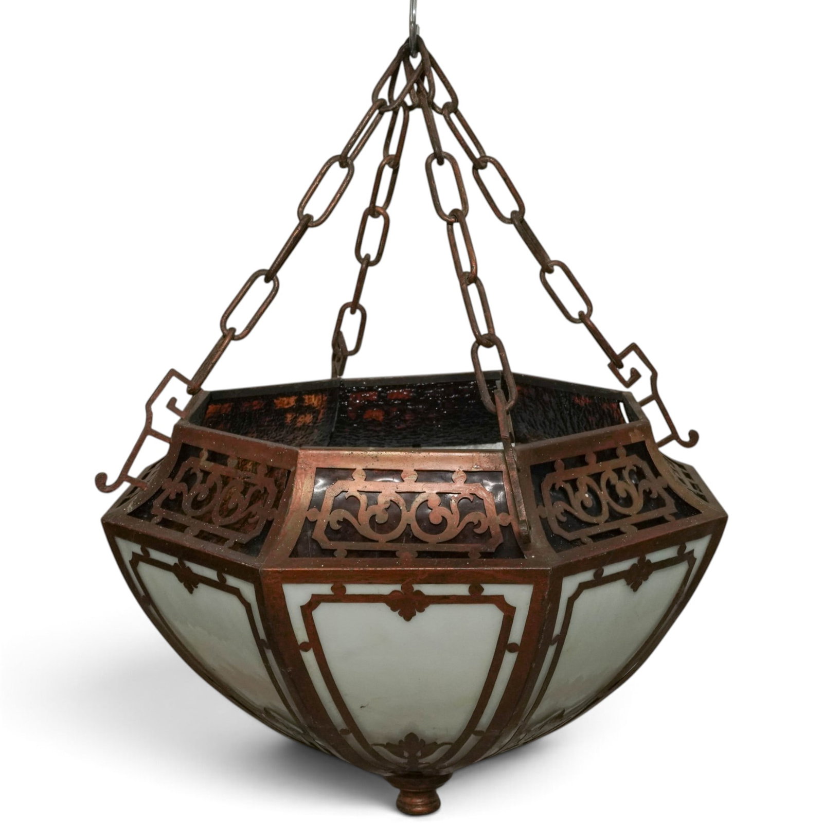 Bradley & Hubbard Style Art Nouveau Six-Panel Slag Glass Lamp Shade (1 of 7)
