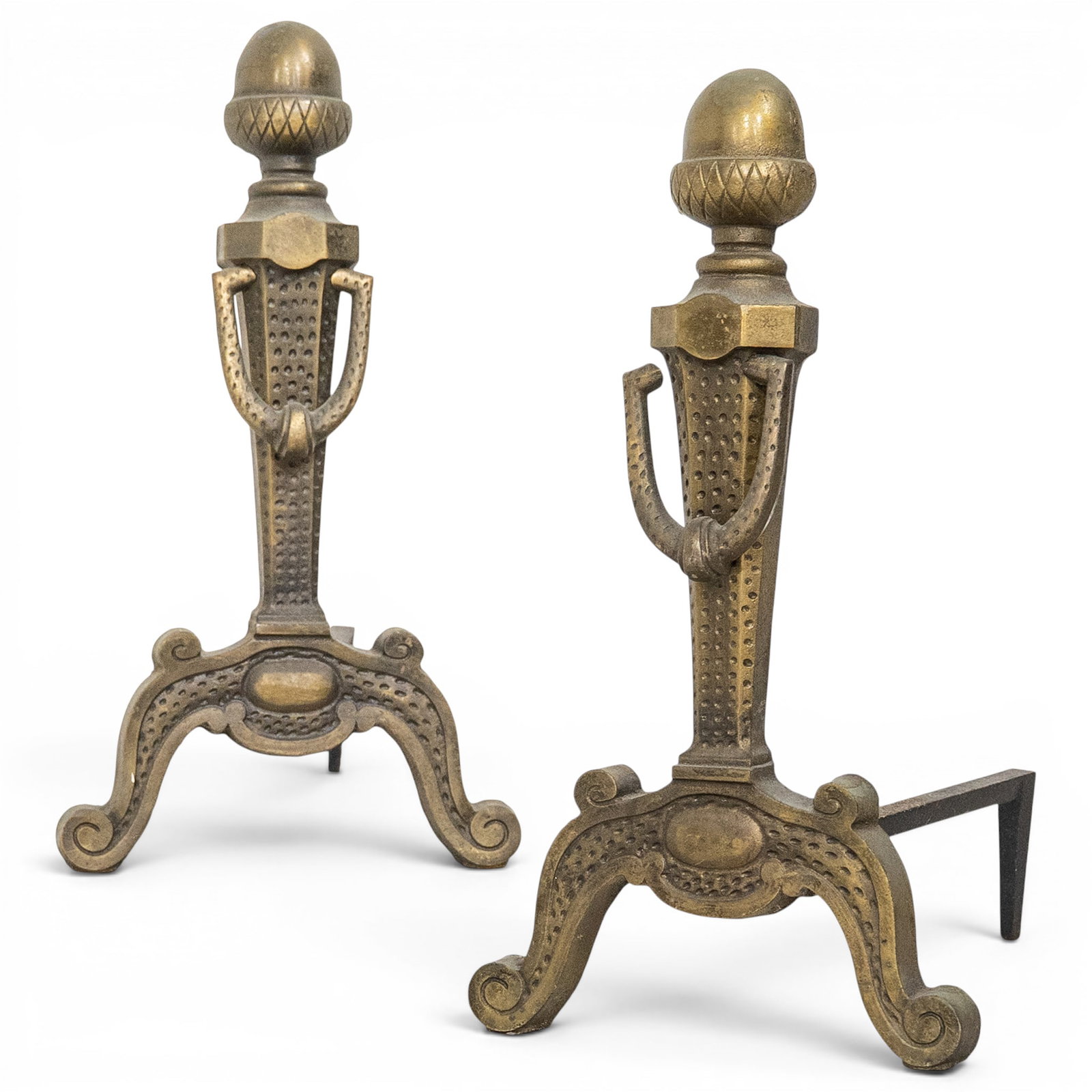 Pair Antique Brass Andirons (1 of 3)
