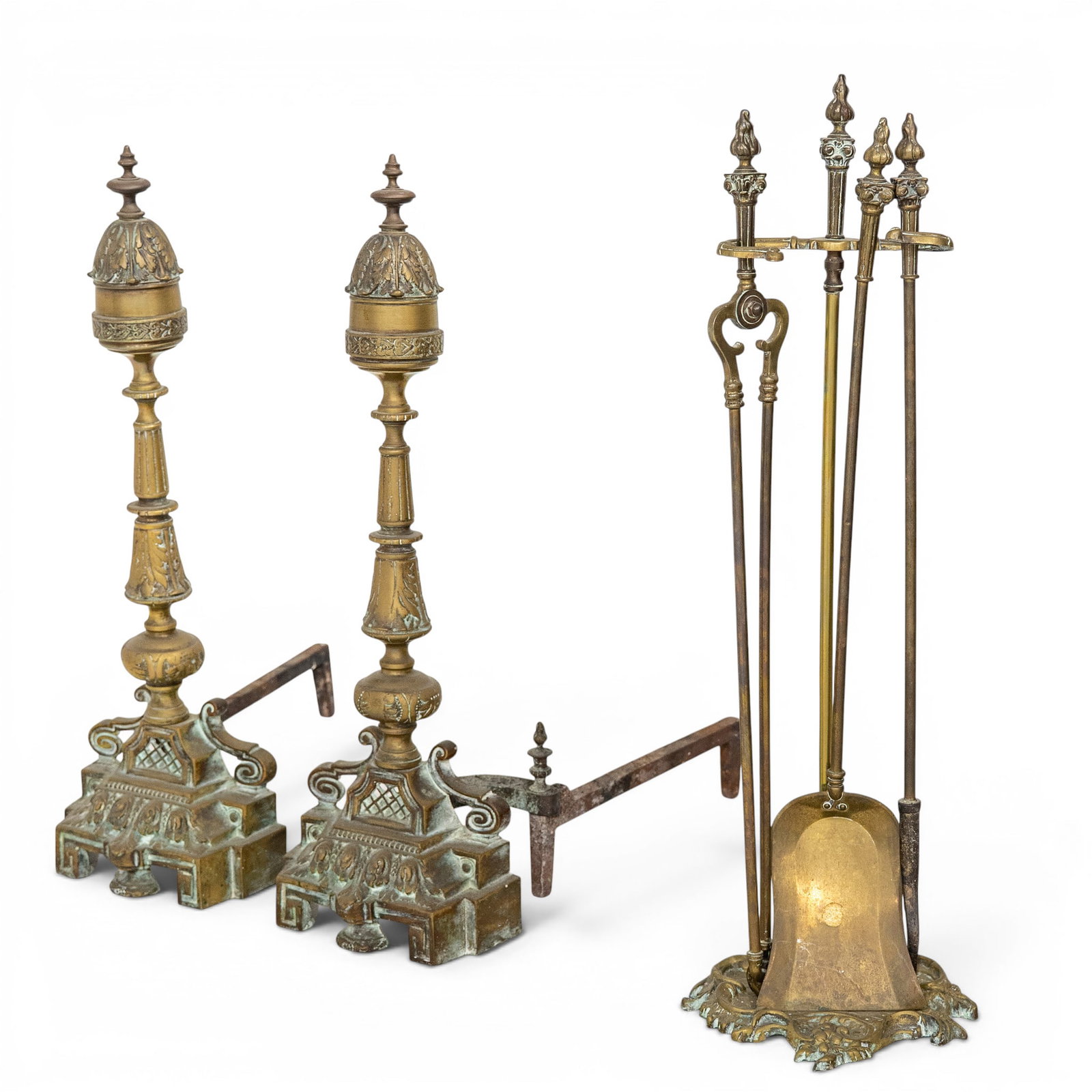 (7pcs) Antique French Brass Fireplace Set (1 of 8)