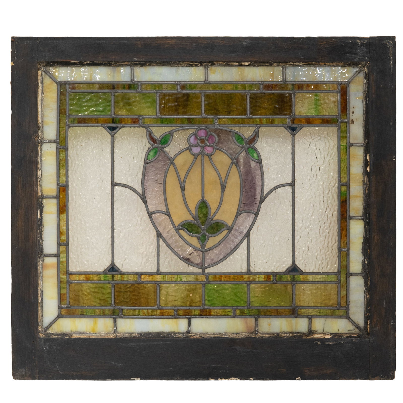 Antique Leaded Stained Glass Window Panel (1 of 2)