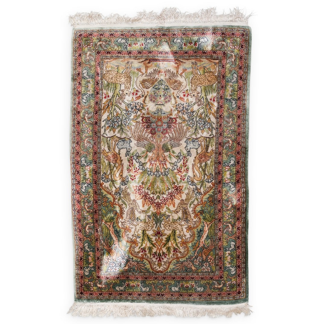 Persian Garden Pictorial Silk Qum Rug (1 of 7)