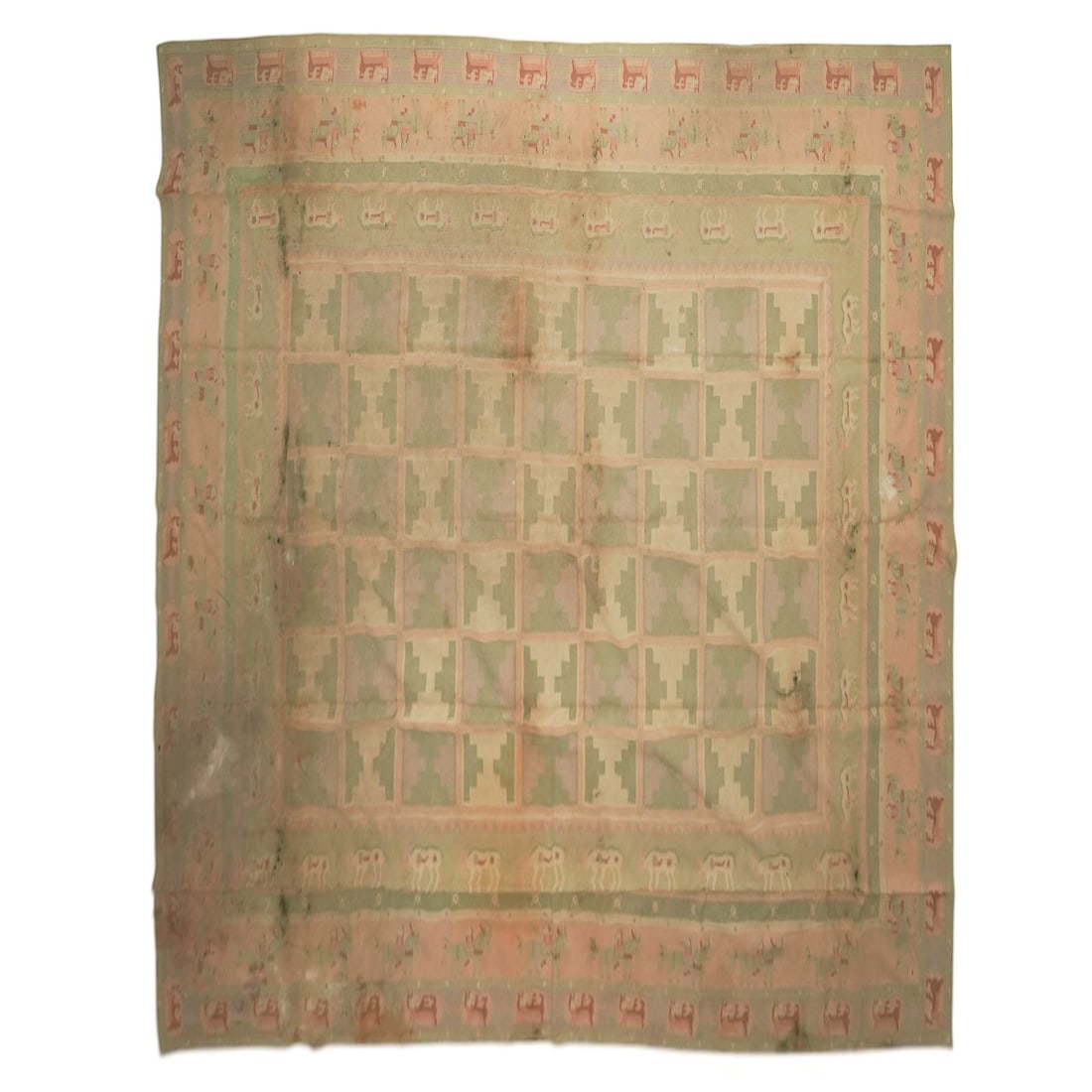 Vintage Rosecore Indian Flatweave Dhurrie Rug Kilim (1 of 6)