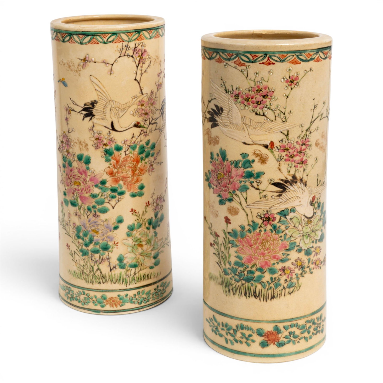 Pair Of Japanese Meiji Satsuma Vases