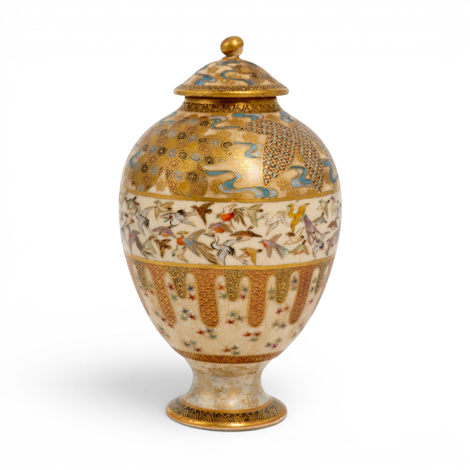 Antique Japanese Lidded Satsuma Urn (1 of 6)