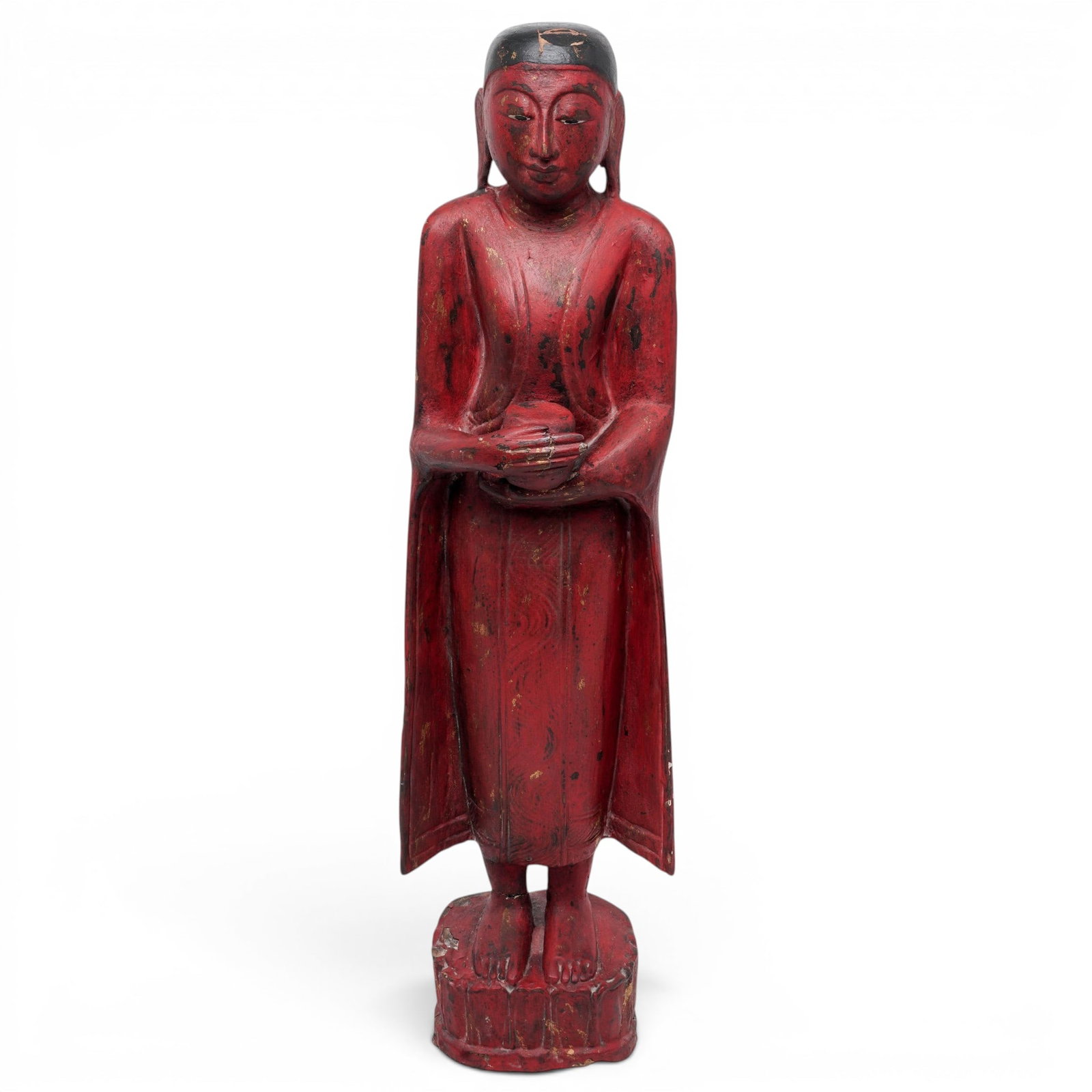 Antique Burmese Standing Buddha Wood Statue (1 of 9)