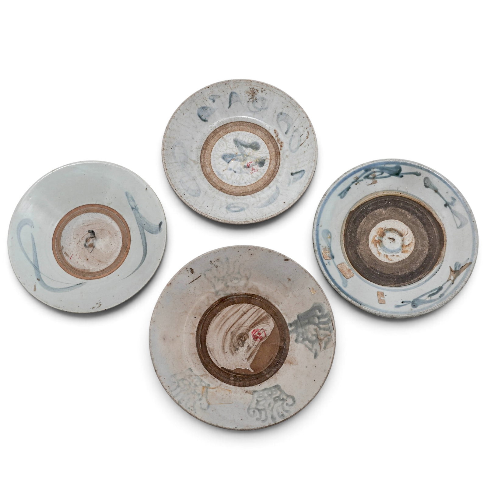 (4 pc) 19th Cent Chinese Glazed Terracotta Bowls (1 of 5)