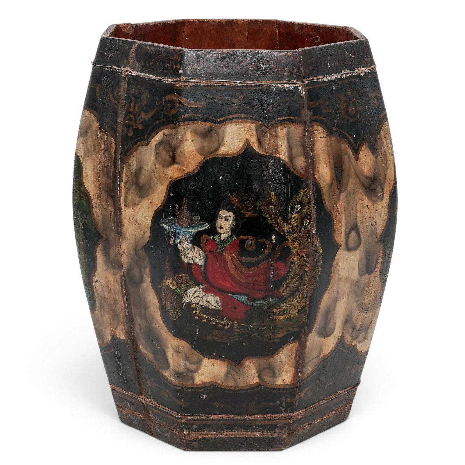 Chinese Painted Wooden Rice Barrel (1 of 10)
