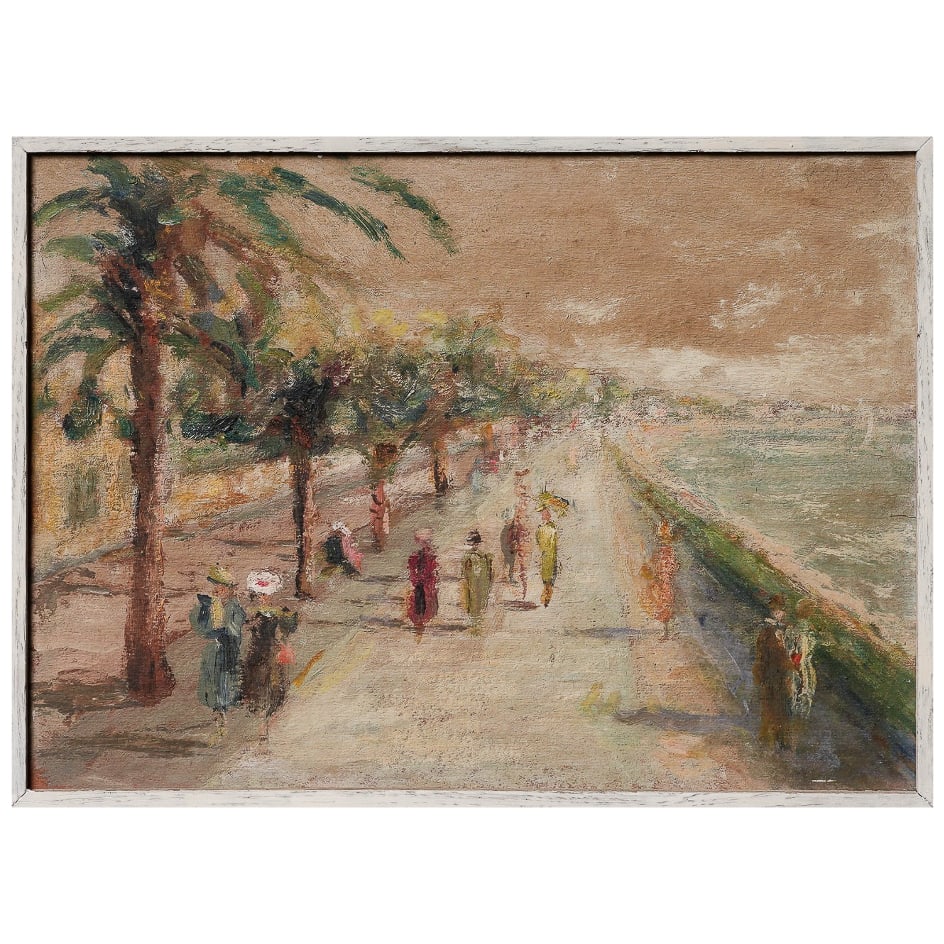 Attrib. Henry Botkin (American, 1896–1983) Promenade Scene Oil On Board Painting (1 of 4)