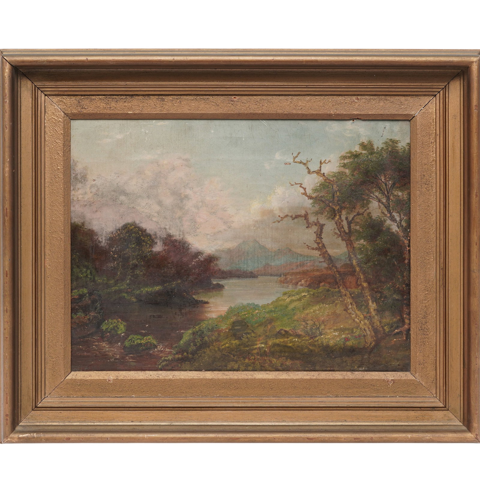 19th Cent. American School Landscape Oil On Canvas Painting (1 of 6)