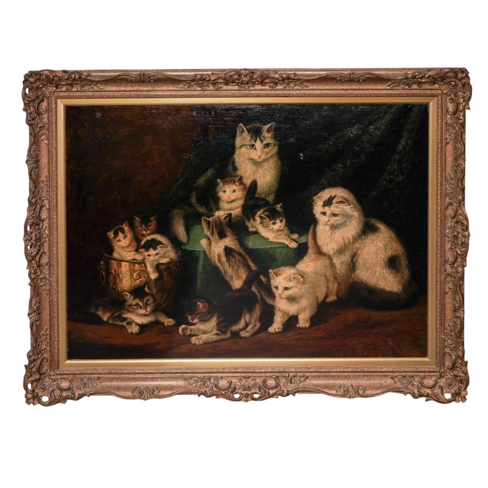 Artist Signed Cat Oil On Board Painting (1 of 7)