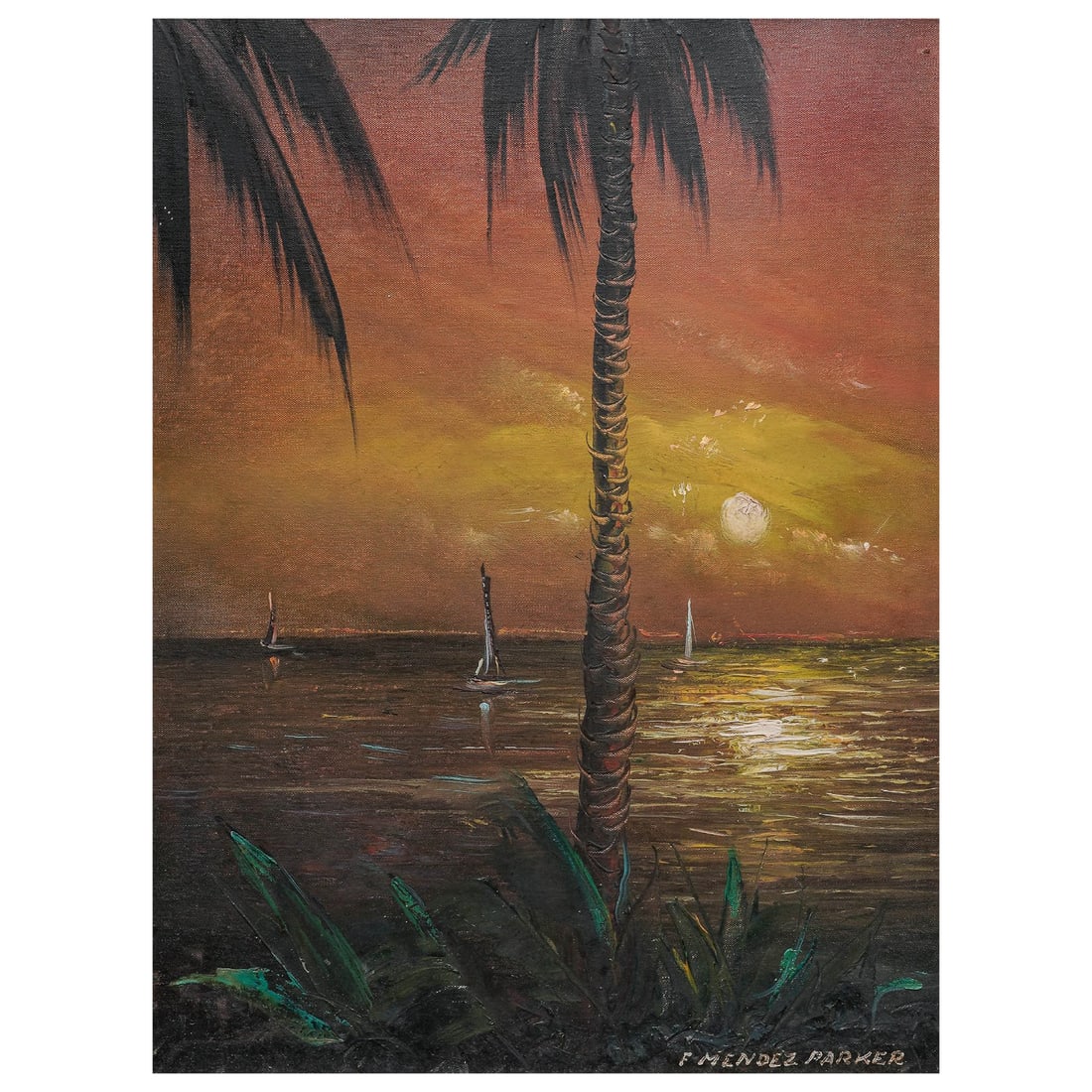 F. Mendez Parker Florida Highwaymen Style Oil on Canvas (1 of 5)