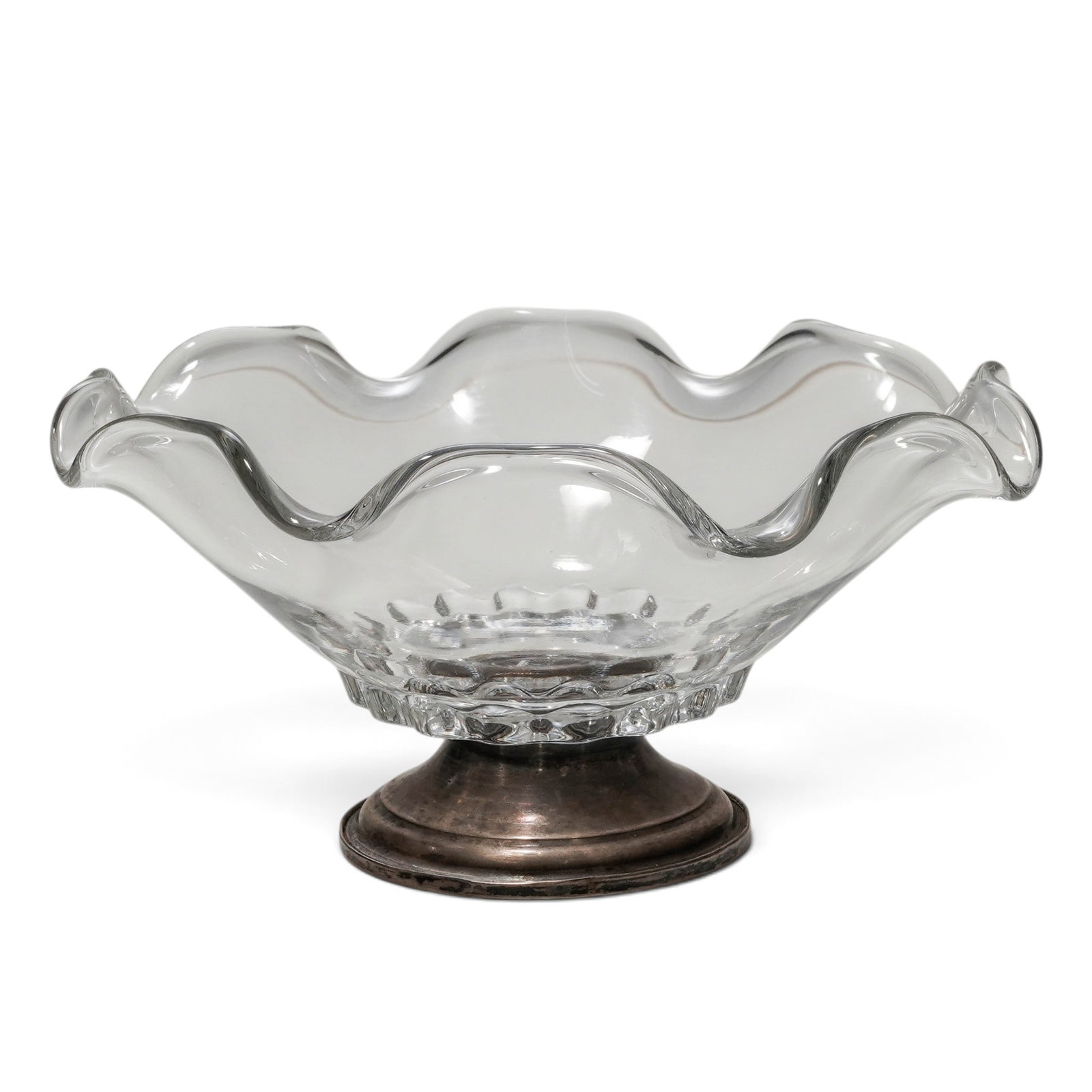 Vintage Glass Compote Candy Dish w/ Weighted Sterling Silver Base (1 of 4)