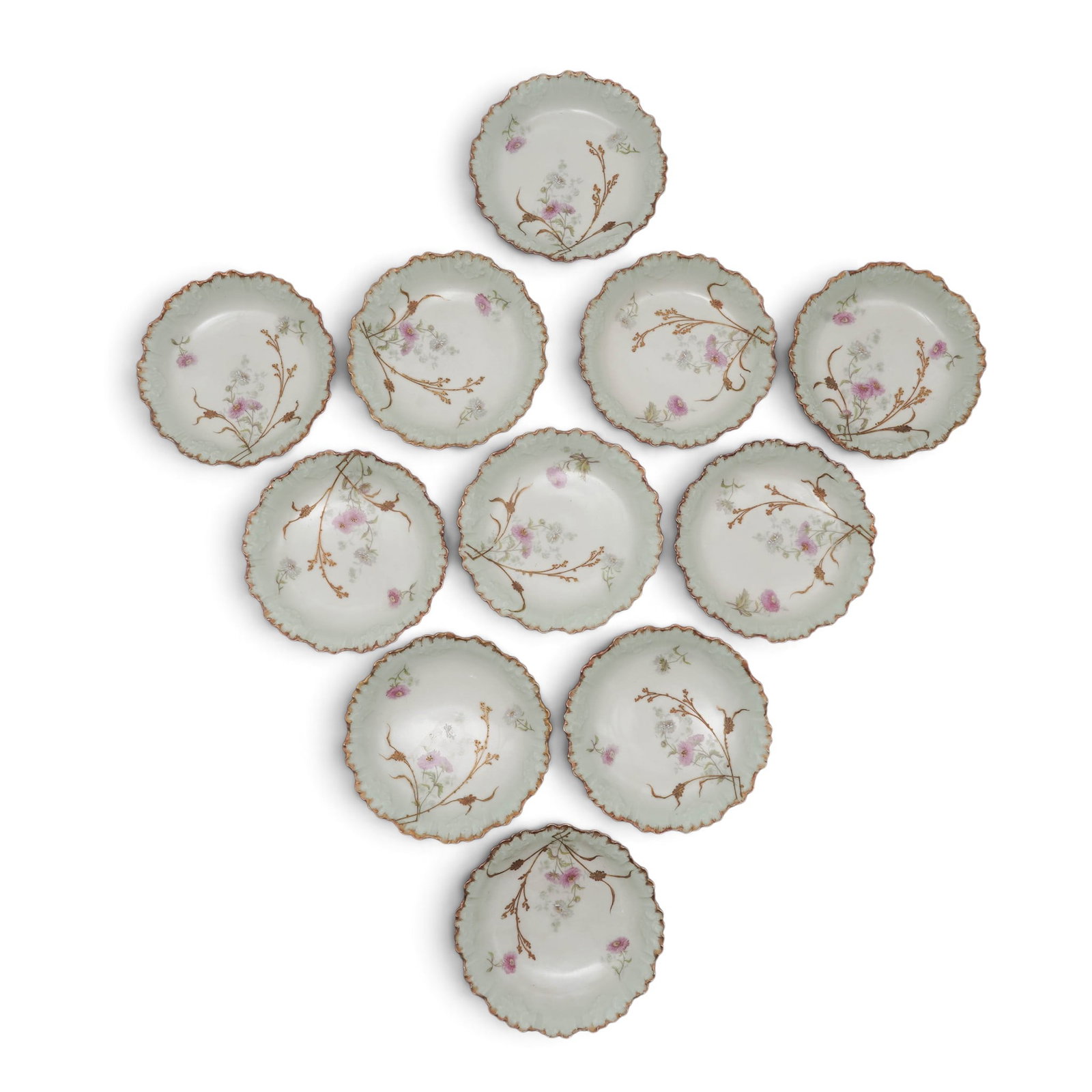 (11 pc) Limoges Floral Porcelain Berry Bowls (1 of 6)
