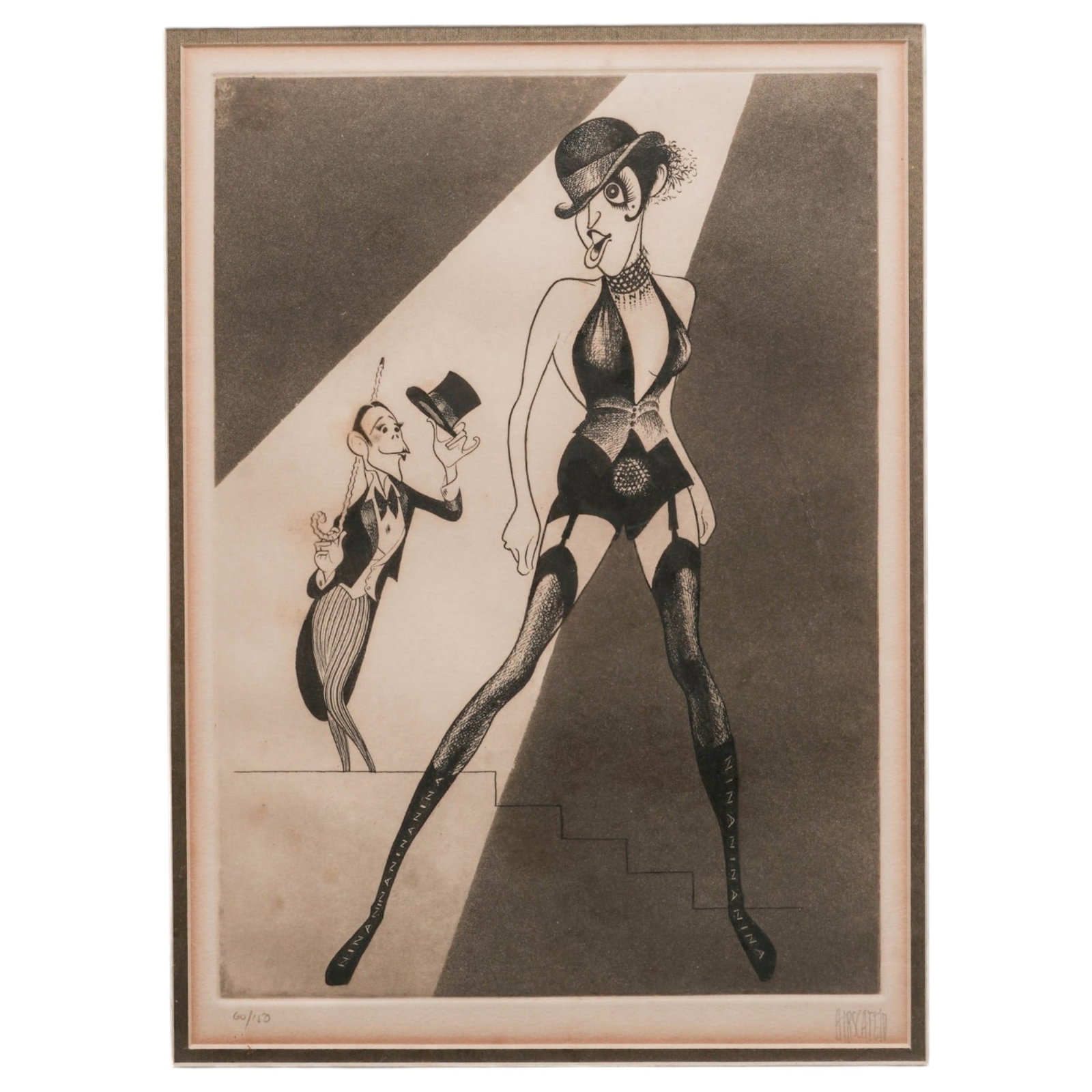 Al Hirschfeld (American, 1903-2003) 'Liza Minelli,' Etching on Paper: Al Hirschfeld (American, 1903-2003) 'Liza Minelli,' Etching on Paper 1975, USA Etching on paper by celebrated American caricaturist and illustrator Al Hirschfeld. The composition depicts two stylized