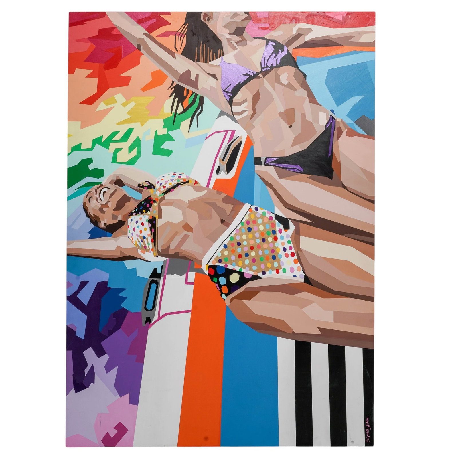 Elizabeth Sutton (American, B. 1989) "Friends Forever" Acrylic On On Board (1 of 5)