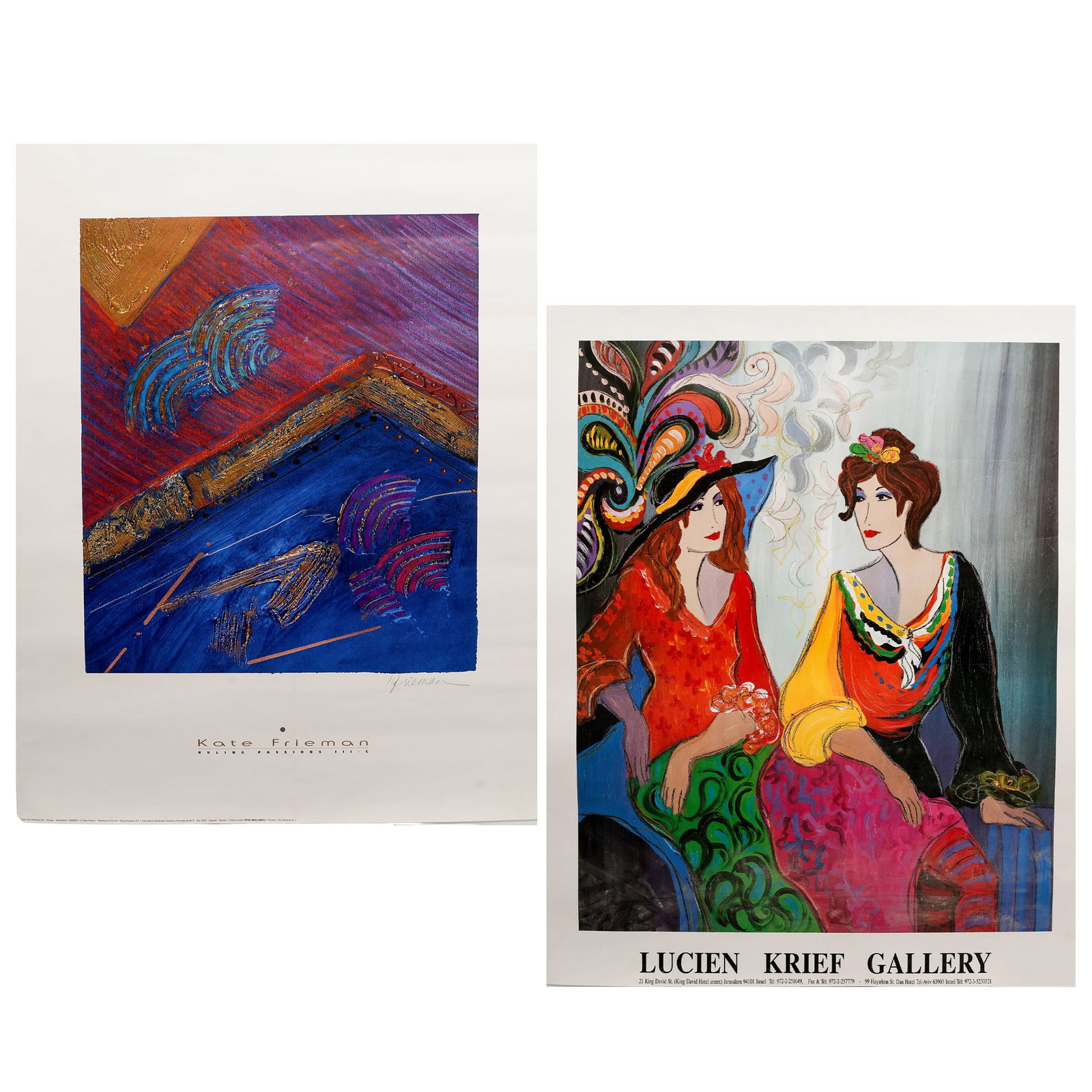 (2 pc) Exhibition Lucien Krief Gallery & "Ruling Passions III E" Kate Frieman Posters