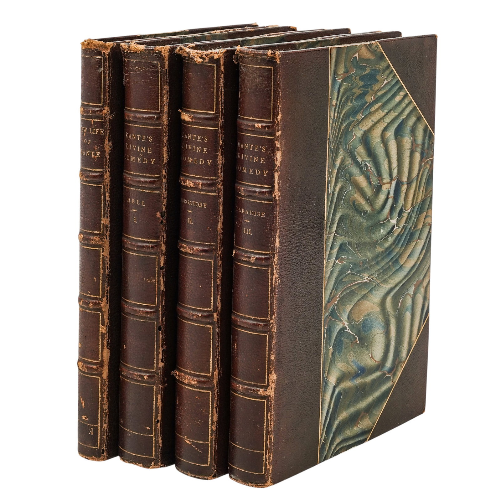(4 pcs) Dante's "Divine Comedy" & "The New Life" Translated By C E Norton: (4 pcs) Dante's "Divine Comedy" & "The New Life" Translated By C E Norton Early 20th century Four Dante Alighieri novels translated by Charles Eliot Norton. (1) "The New Life" (La Vita Nuova, 1294). F