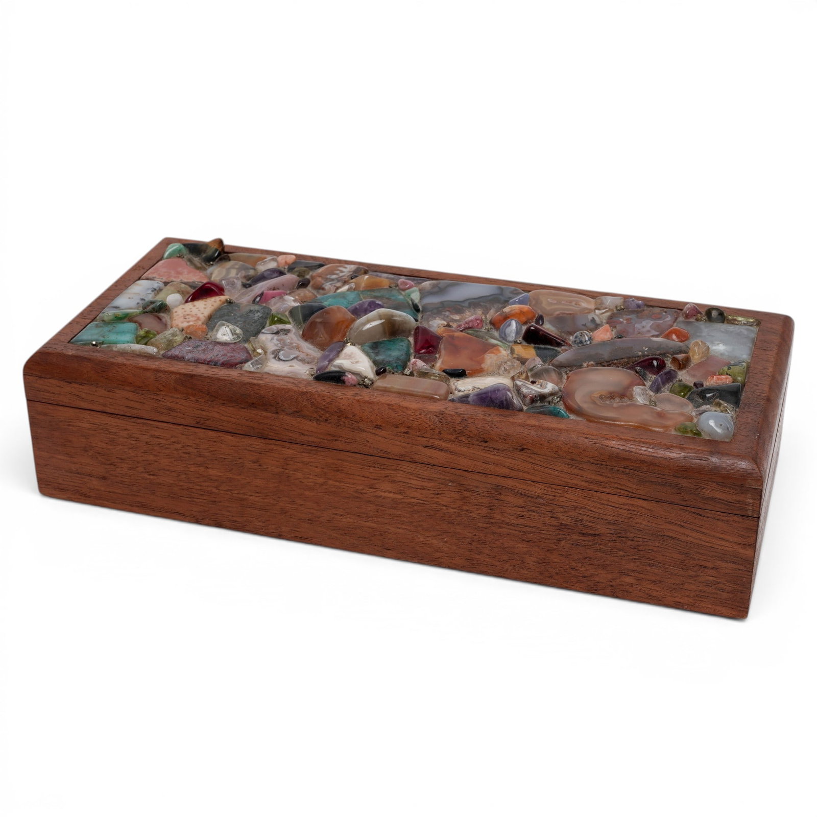 Vintage Wooden & Stone Inlaid Trinket Box (1 of 8)