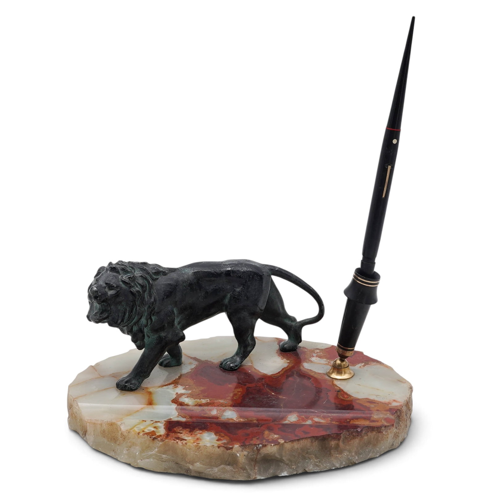 Antique Spelter & Onyx Desk Set w/ Shaffer Pen (1 of 8)