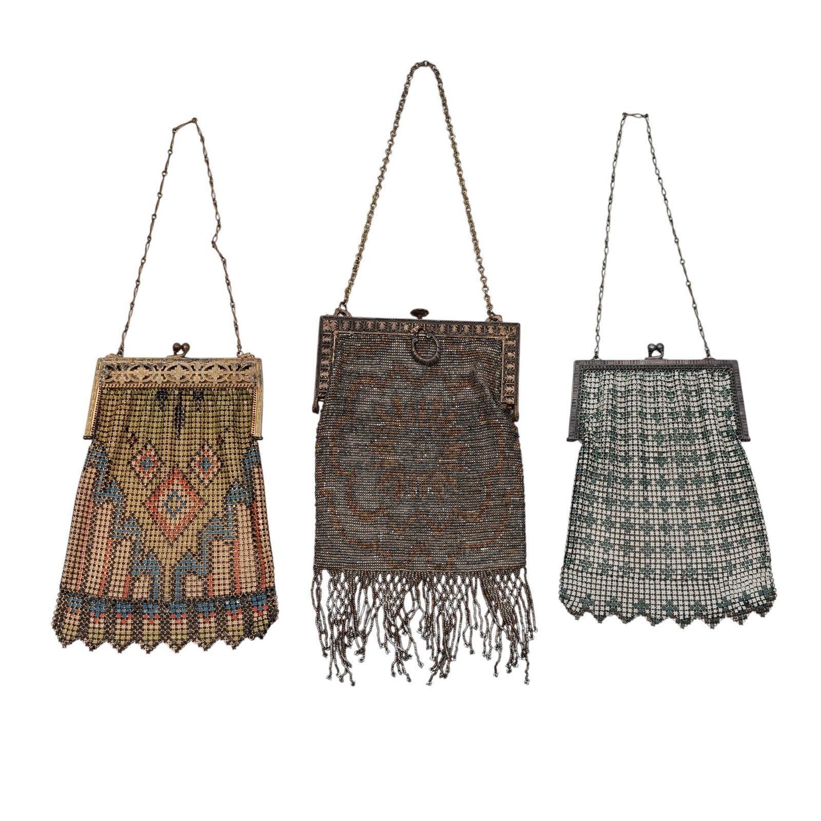(3 pc) Whiting & Davis Co. Mesh Flapper & French Micro-Beaded Purses (1 of 4)
