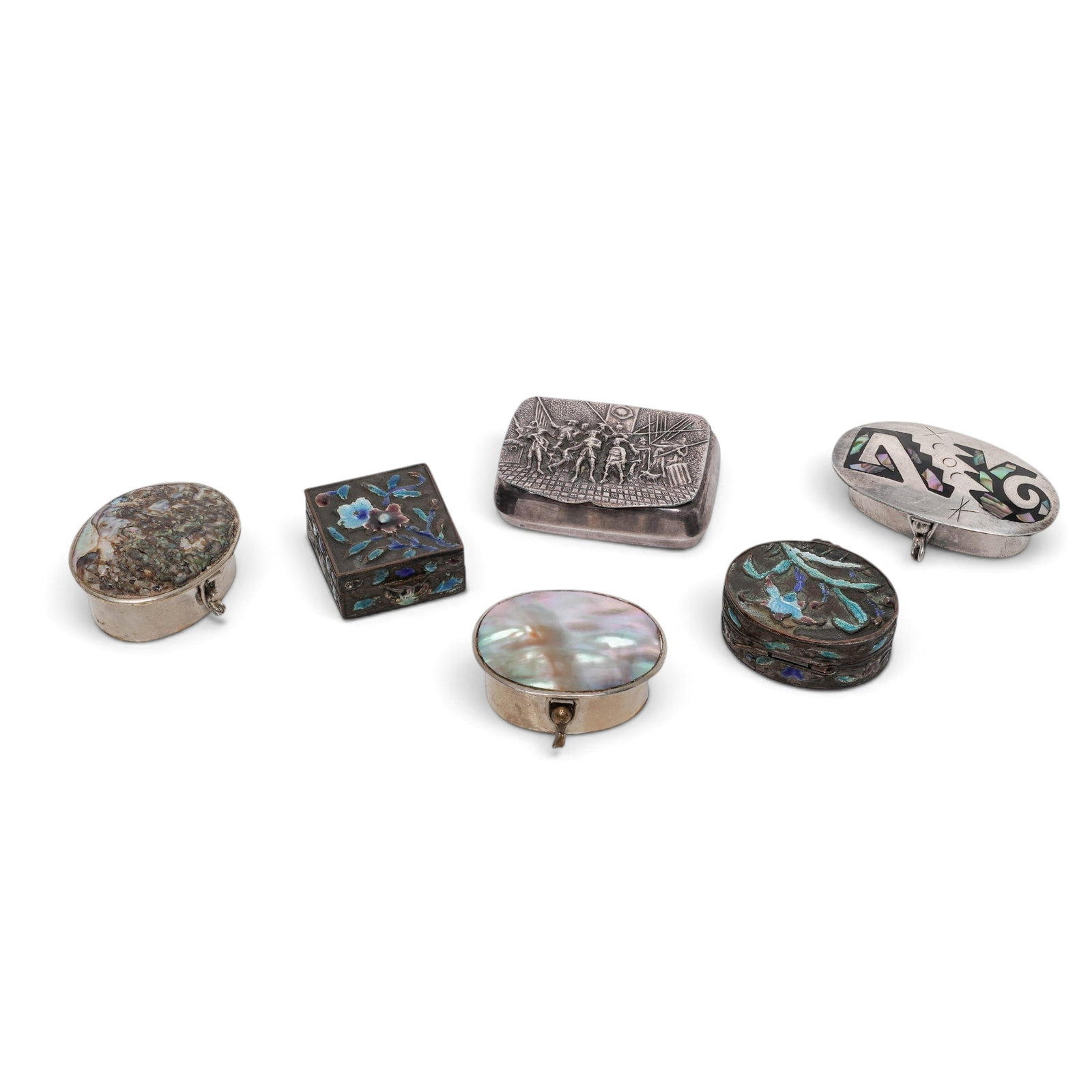 (6 pc) Sing Fat Sterling Silver & Silver Plated Trinket Boxes (1 of 5)