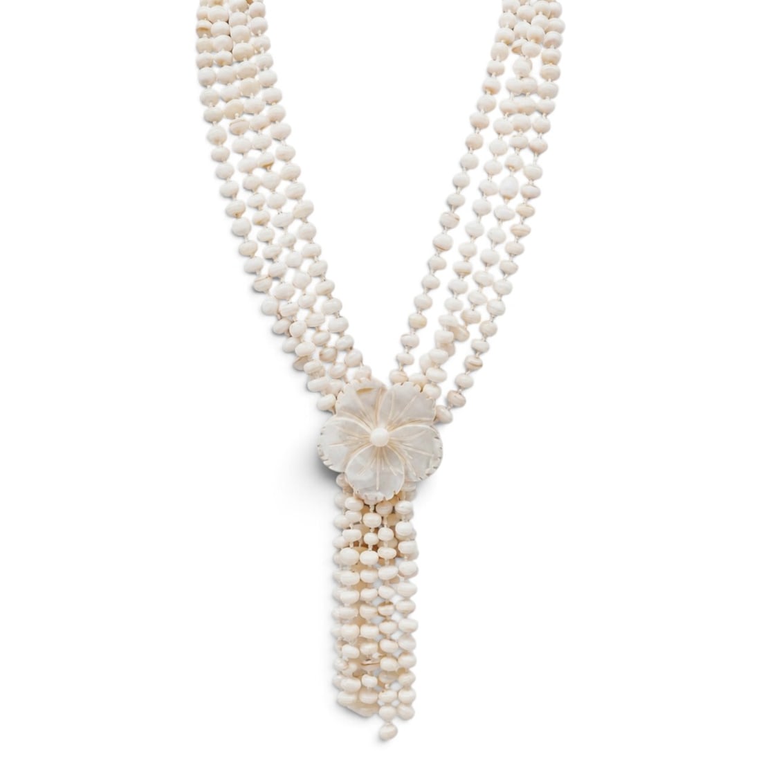 Vintage Carved & Beaded Mother Of Pearl Necklace (1 of 4)