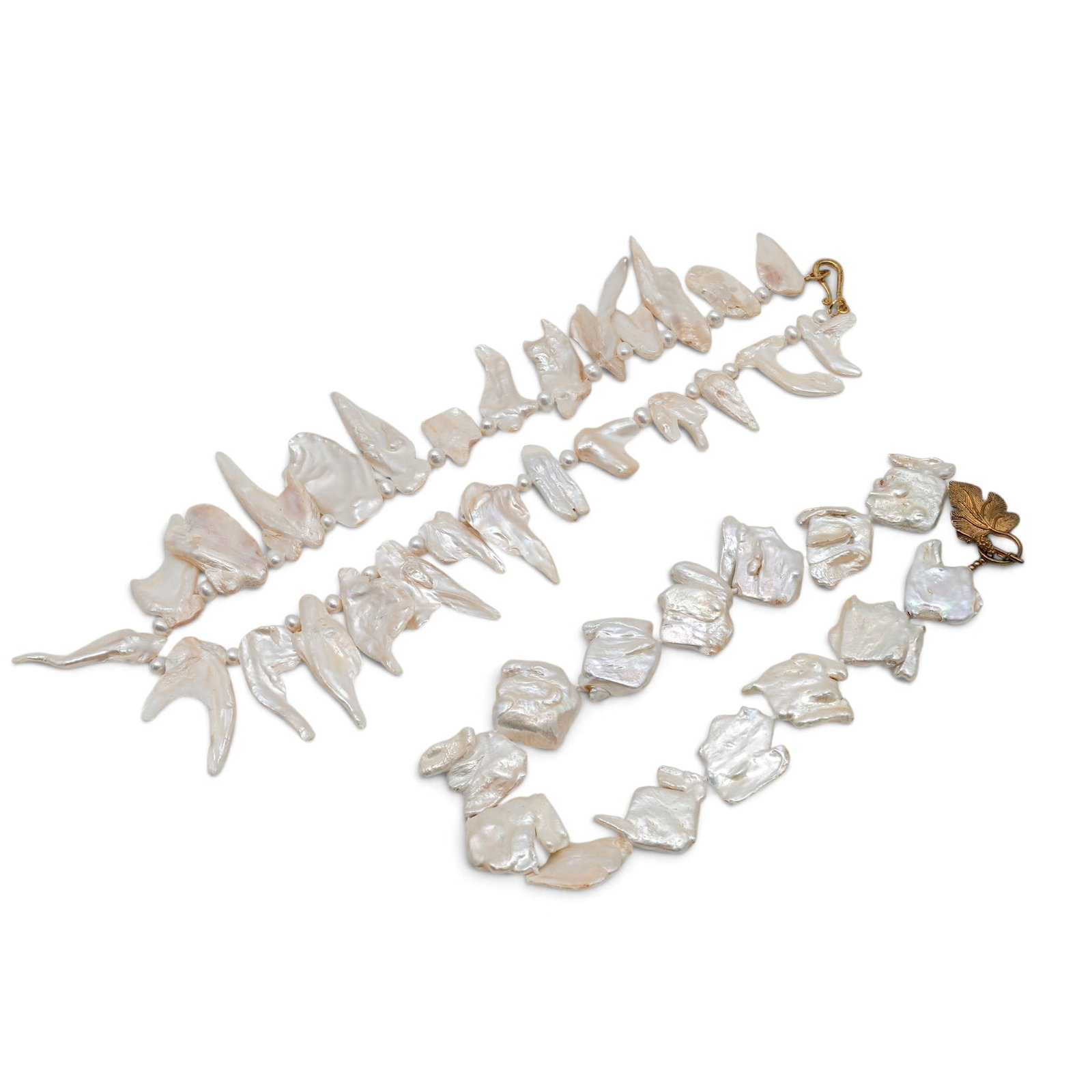 (2pc) Natural Biwa & Keshi Freshwater Pearl Necklaces (1 of 8)