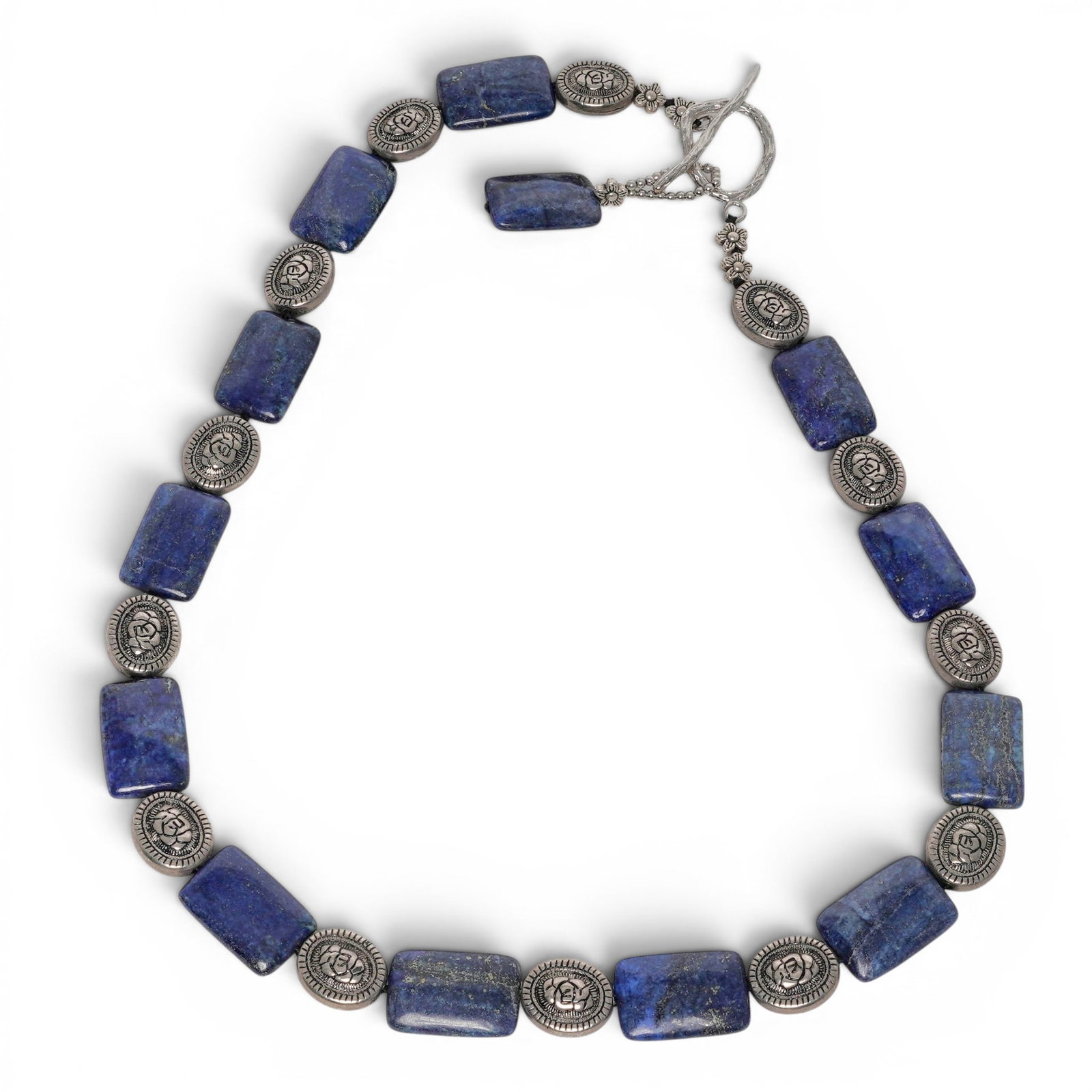 Lapis Lazuli & Metal Beaded Necklace (1 of 7)