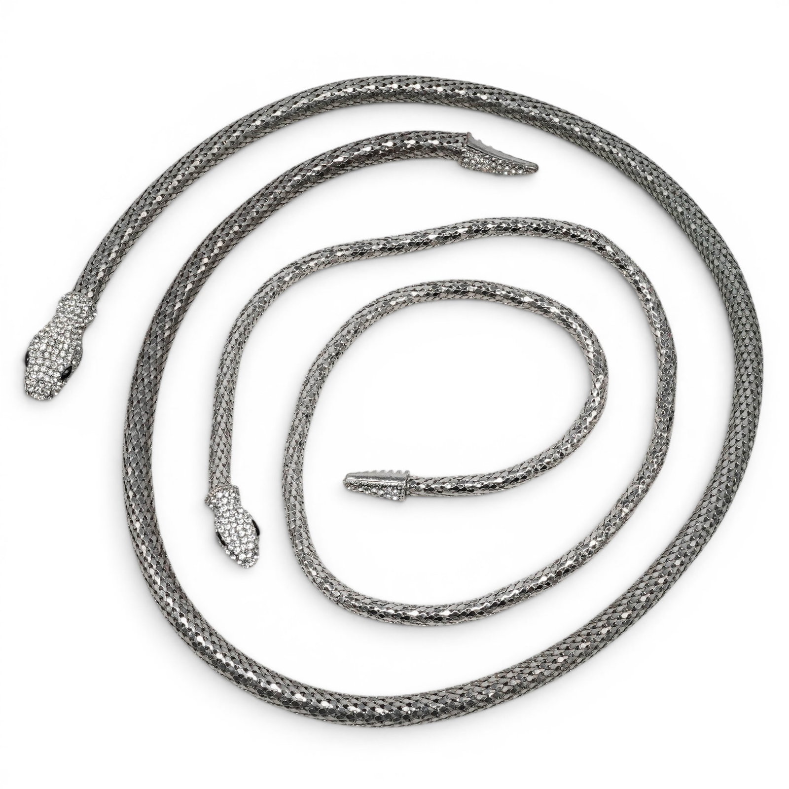 (2pc) Flexible Silver Metal Mesh Snake Necklace (1 of 10)