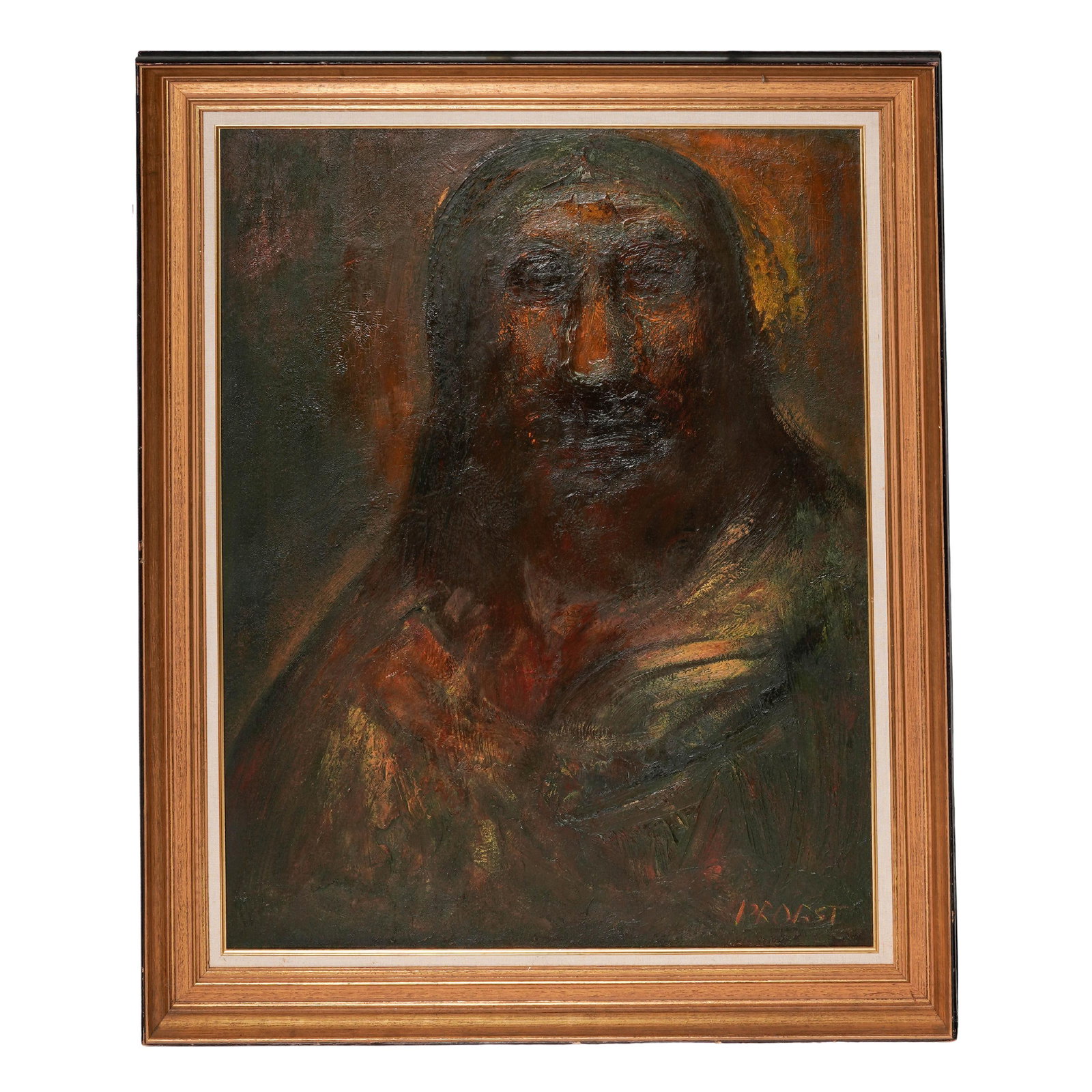 Joachim Probst (American, 1913–1980) Portrait of Christ Oil on Masonite (1 of 6)