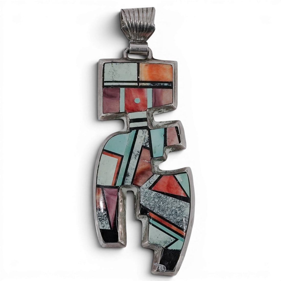 Vintage Alvin Yellowhorse Navajo Sterling Silver & Multi-Stone Inlay Yei Pendant (1 of 3)