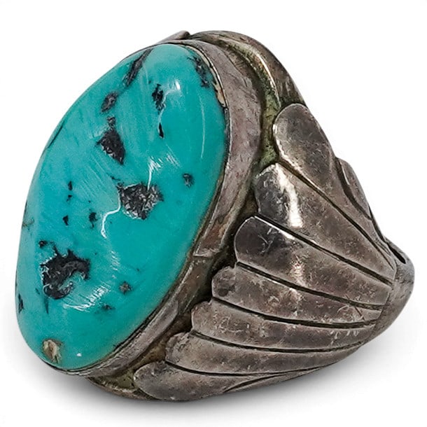 Vintage Gilbert Adakai Navajo Sterling Silver & Turquoise Ring (1 of 7)