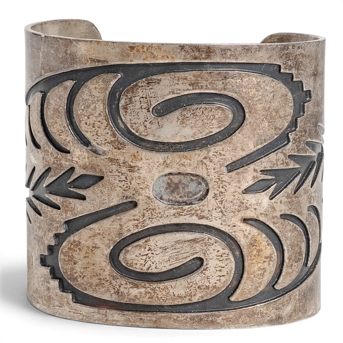 Vintage Navajo Sterling Silver Wide Overlay Cuff Bracelet (1 of 5)