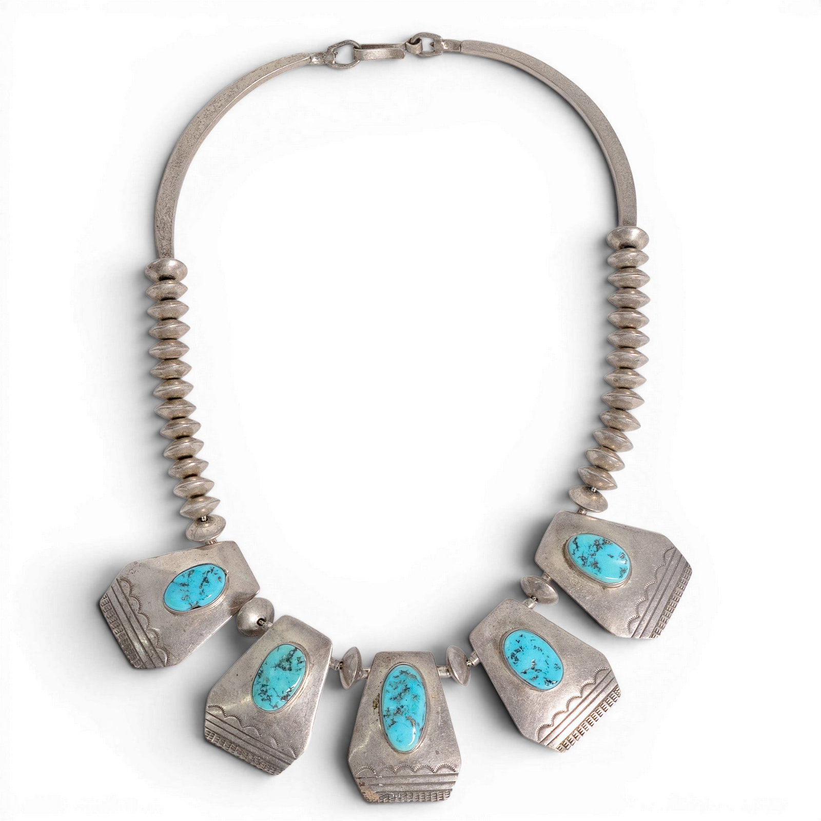 Vintage Johnson Todacheeny Navajo Sterling Silver & Turquoise Necklace (1 of 4)