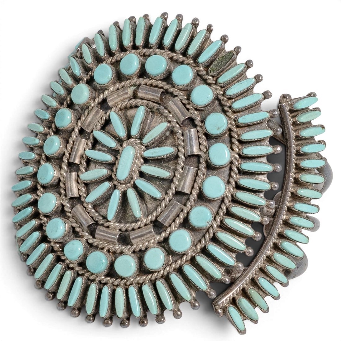 Signed Zuni Sterling Silver & Turquoise Cuff Bracelet (1 of 6)