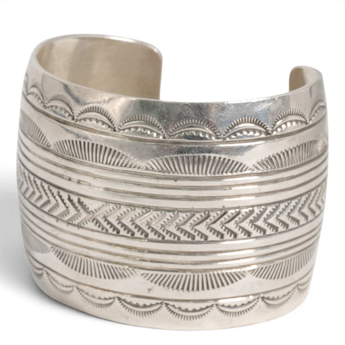 Wilbert Benally Navajo Sterling Silver Stamped Cuff Bracelet (1 of 6)