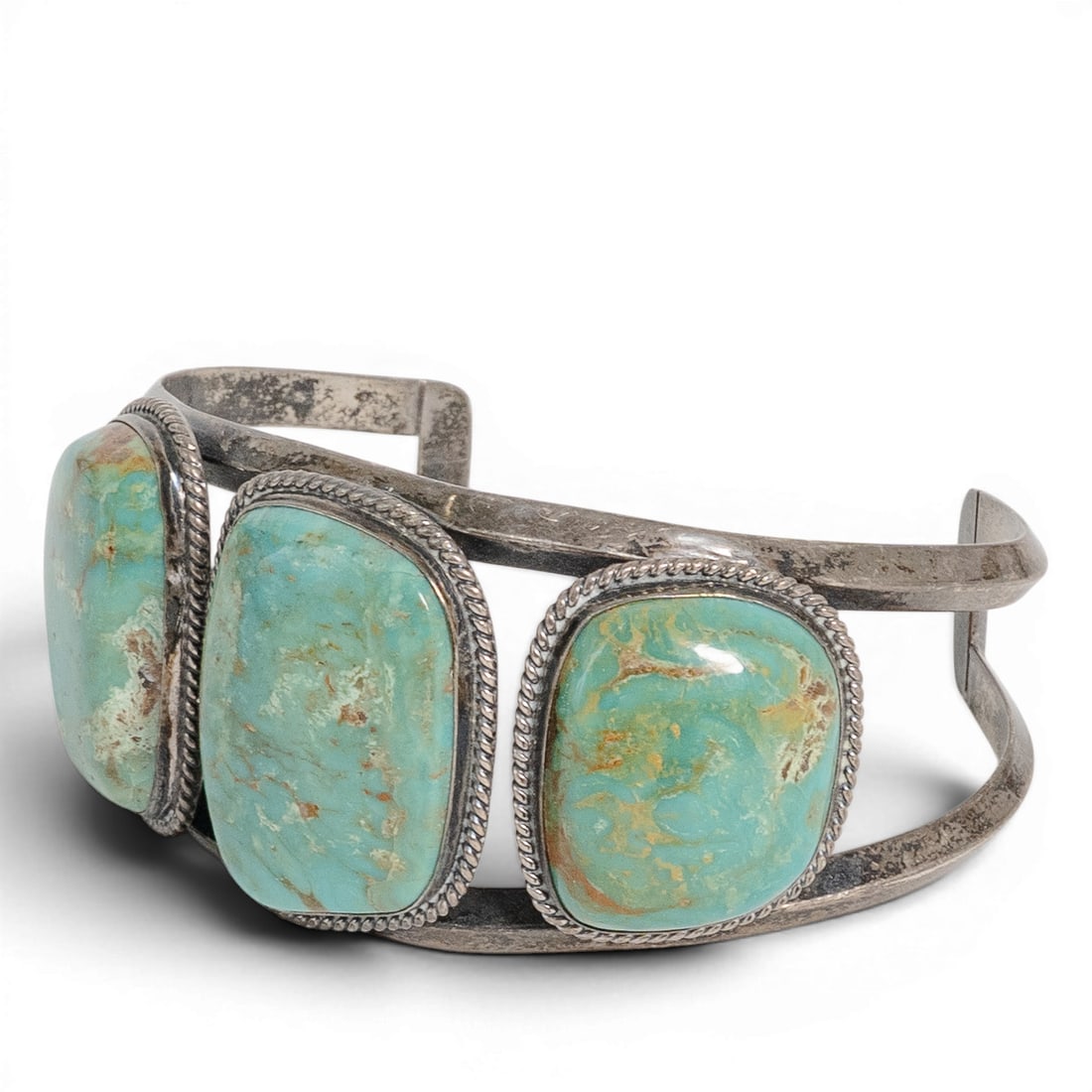 Vintage Navajo Sterling Silver & Turquoise Cuff Bracelet Signed (1 of 5)