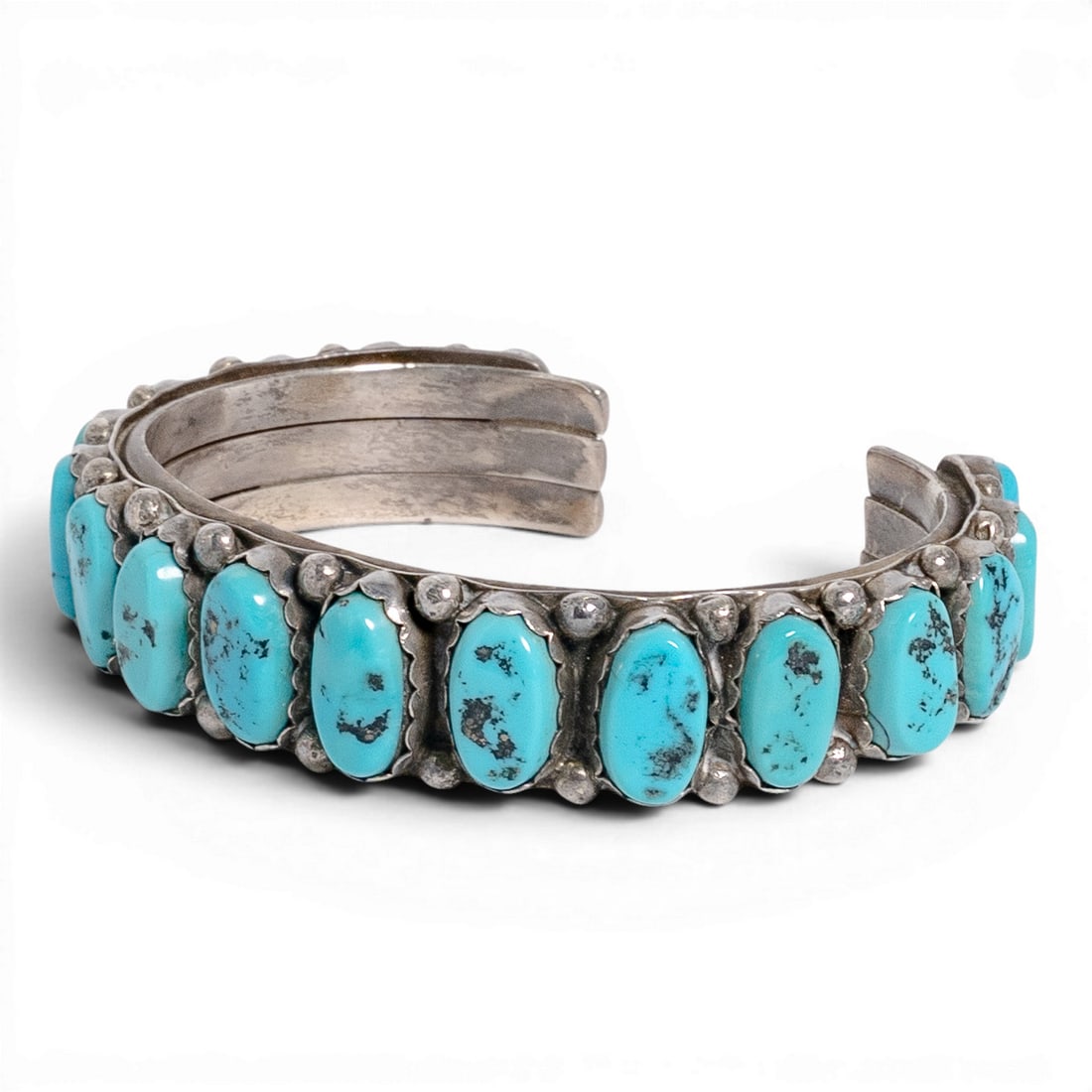 Vintage Navajo Sterling Silver & Turquoise Cuff Signed (1 of 5)