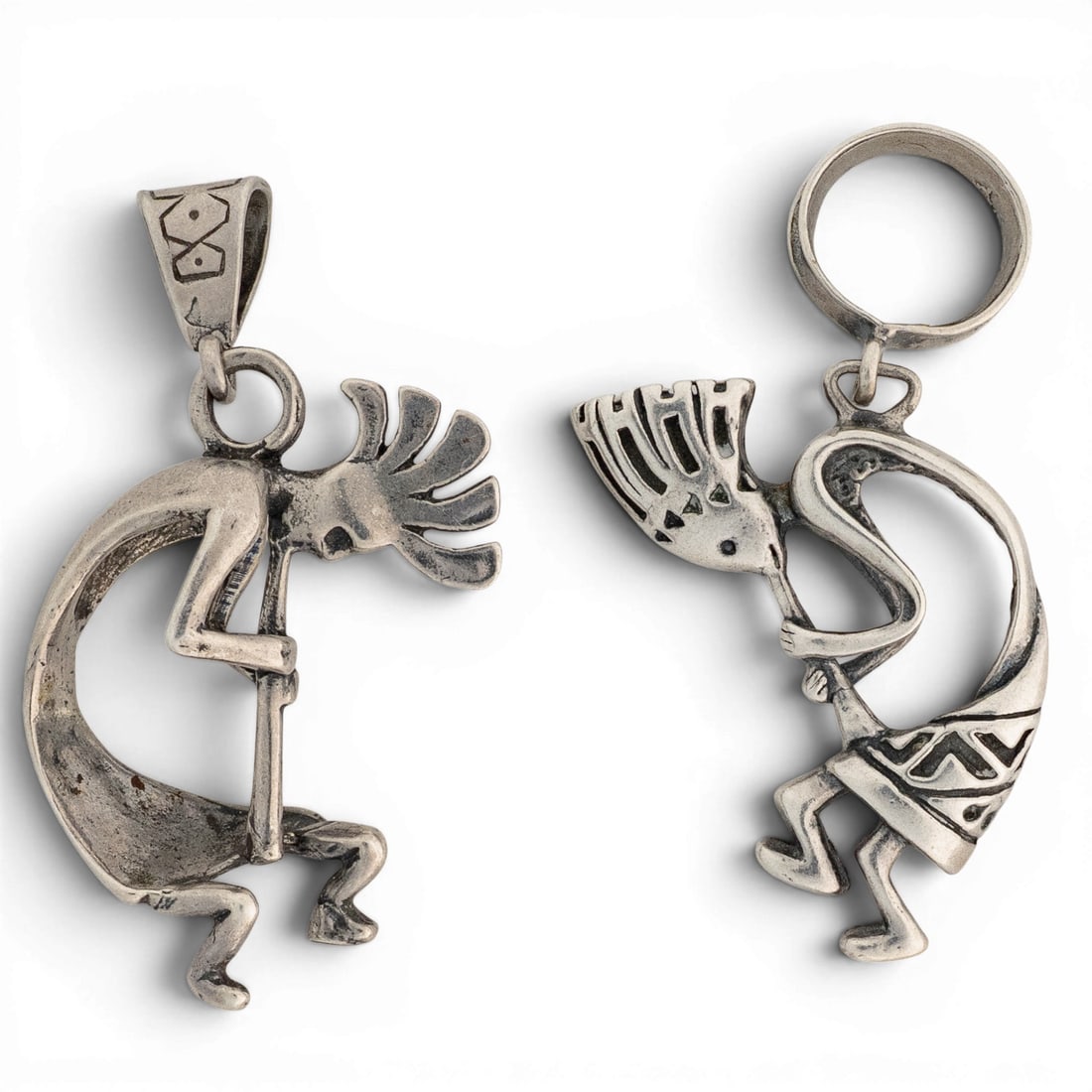 (2 Pcs) Vintage Southwestern Sterling Silver Kokopelli Figural Pendants (1 of 3)