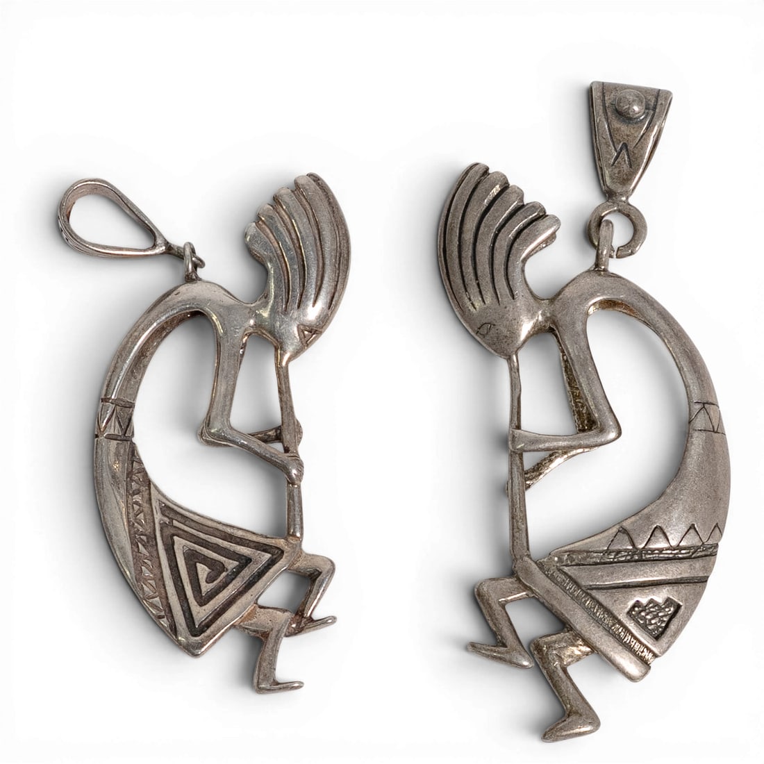 (2 Pcs) Vintage Sterling Silver Kokopelli Figural Pendants Signed (1 of 3)