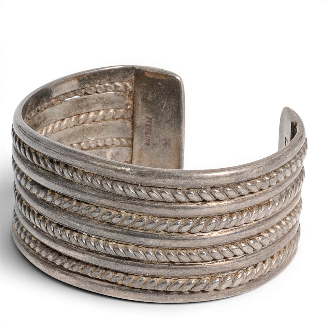 Vintage Lewis Lomay Hopi Sterling Silver Wide Stamped Cuff Bracelet (1 of 6)