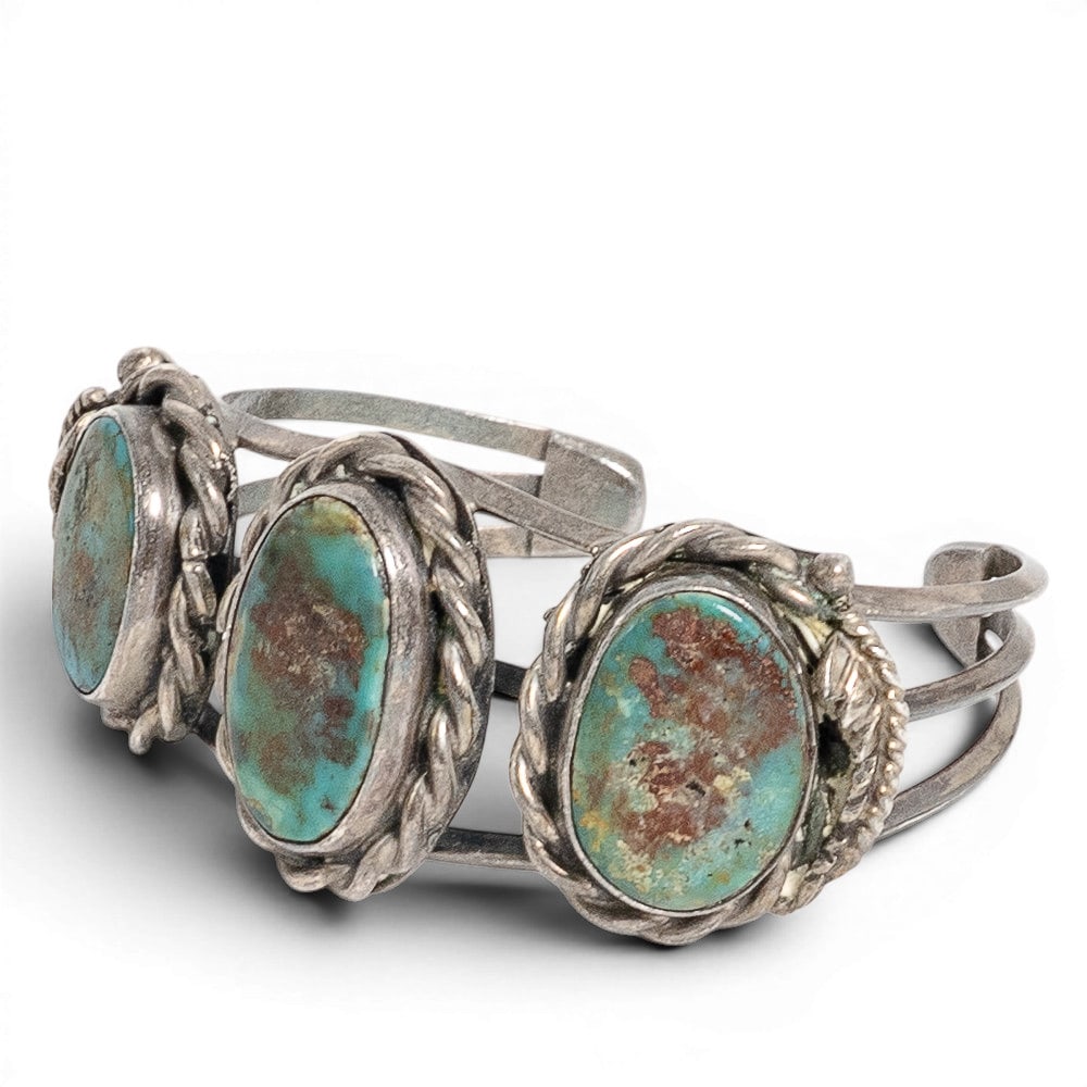 Vintage Navajo Sterling Silver & Turquoise Cuff Bracelet (1 of 4)
