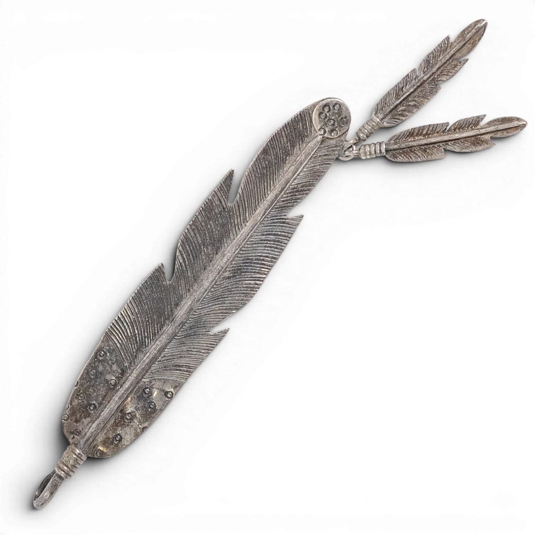 Vintage Elaine Bahe Navajo Sterling Silver Dangling Feather Pendant Brooch (1 of 2)