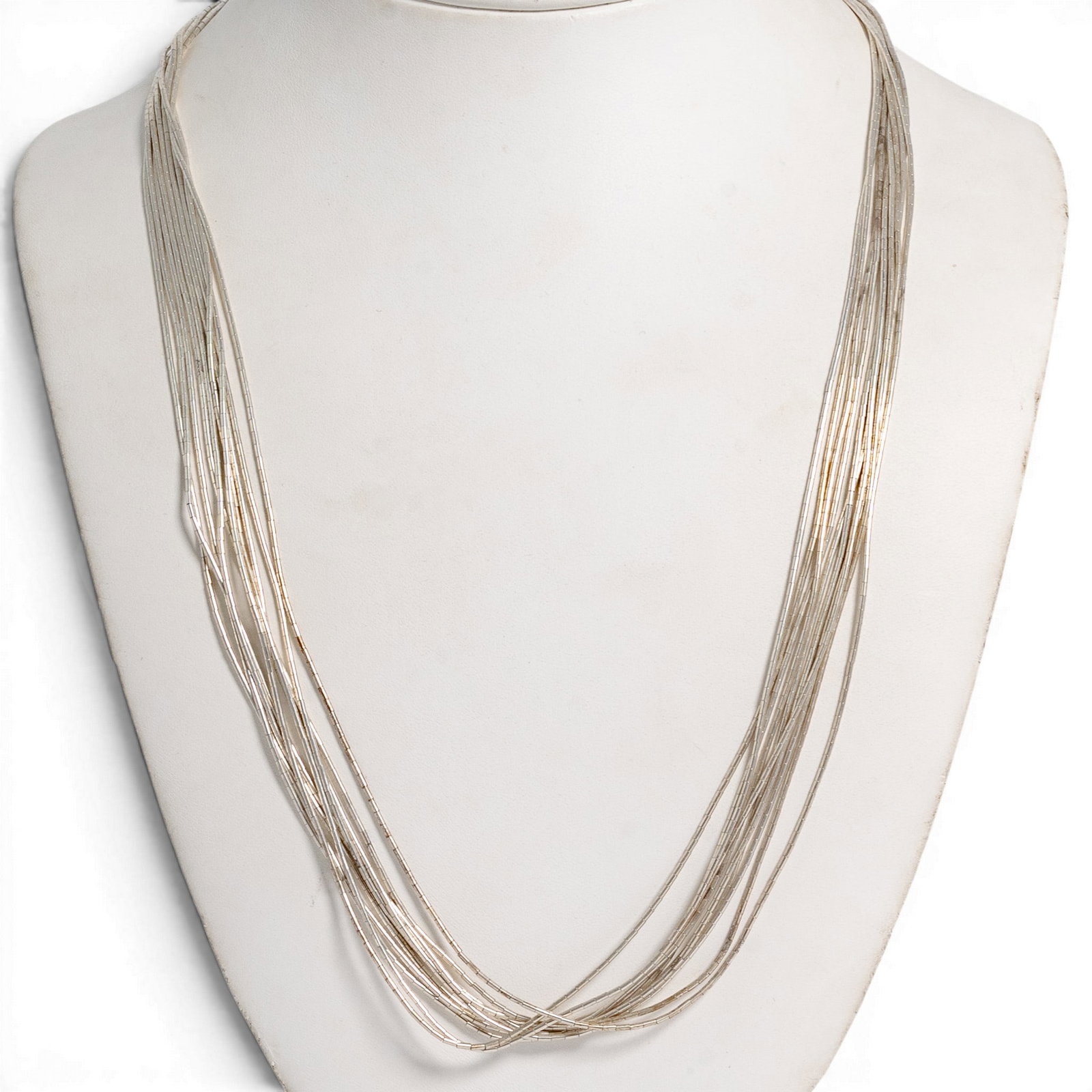 Vintage Southwestern Sterling Silver Multi-Strand Liquid Silver Necklace (1 of 5)