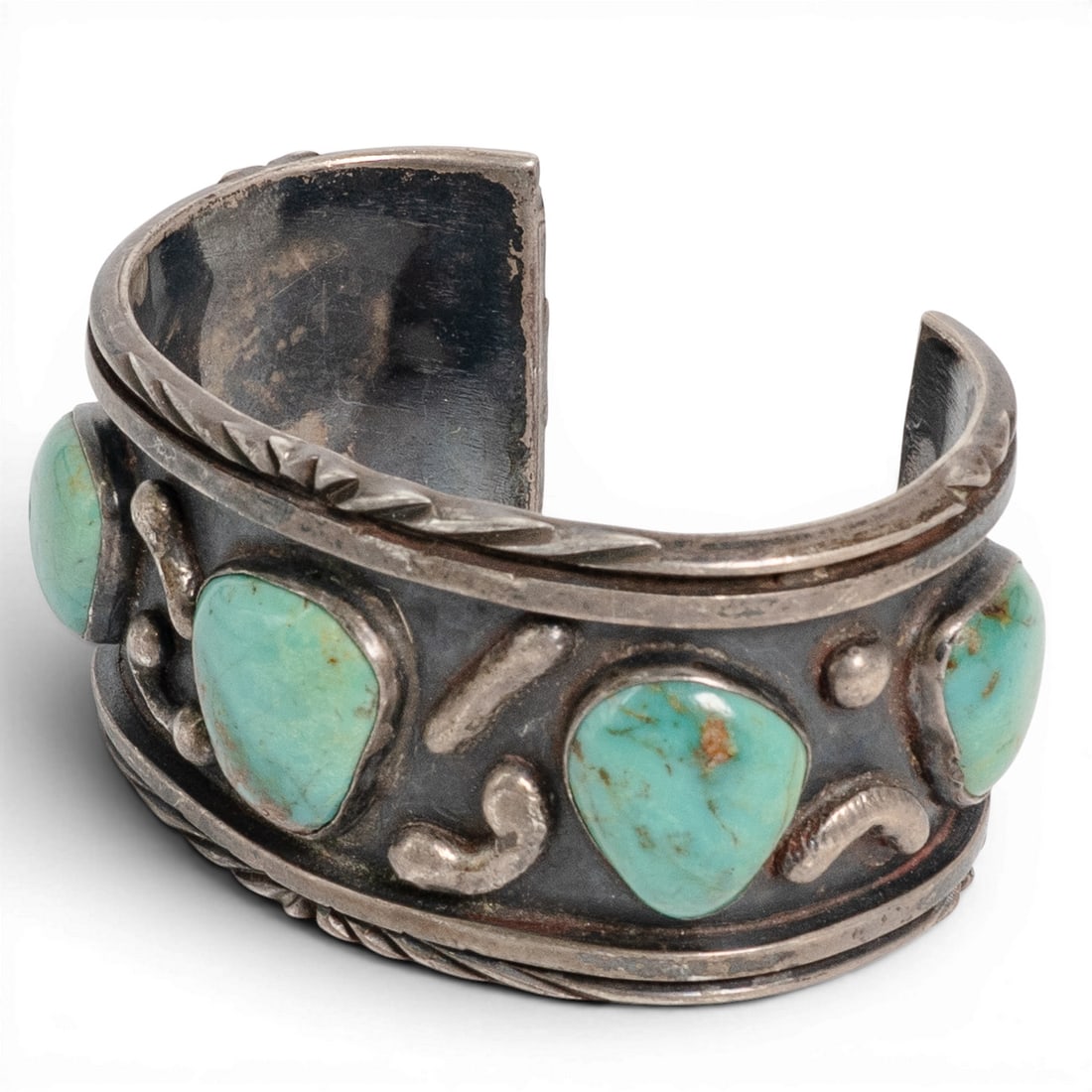 Vintage Ercil Frizzell Navajo Sterling Silver & Turquoise Cuff Bracelet (1 of 5)