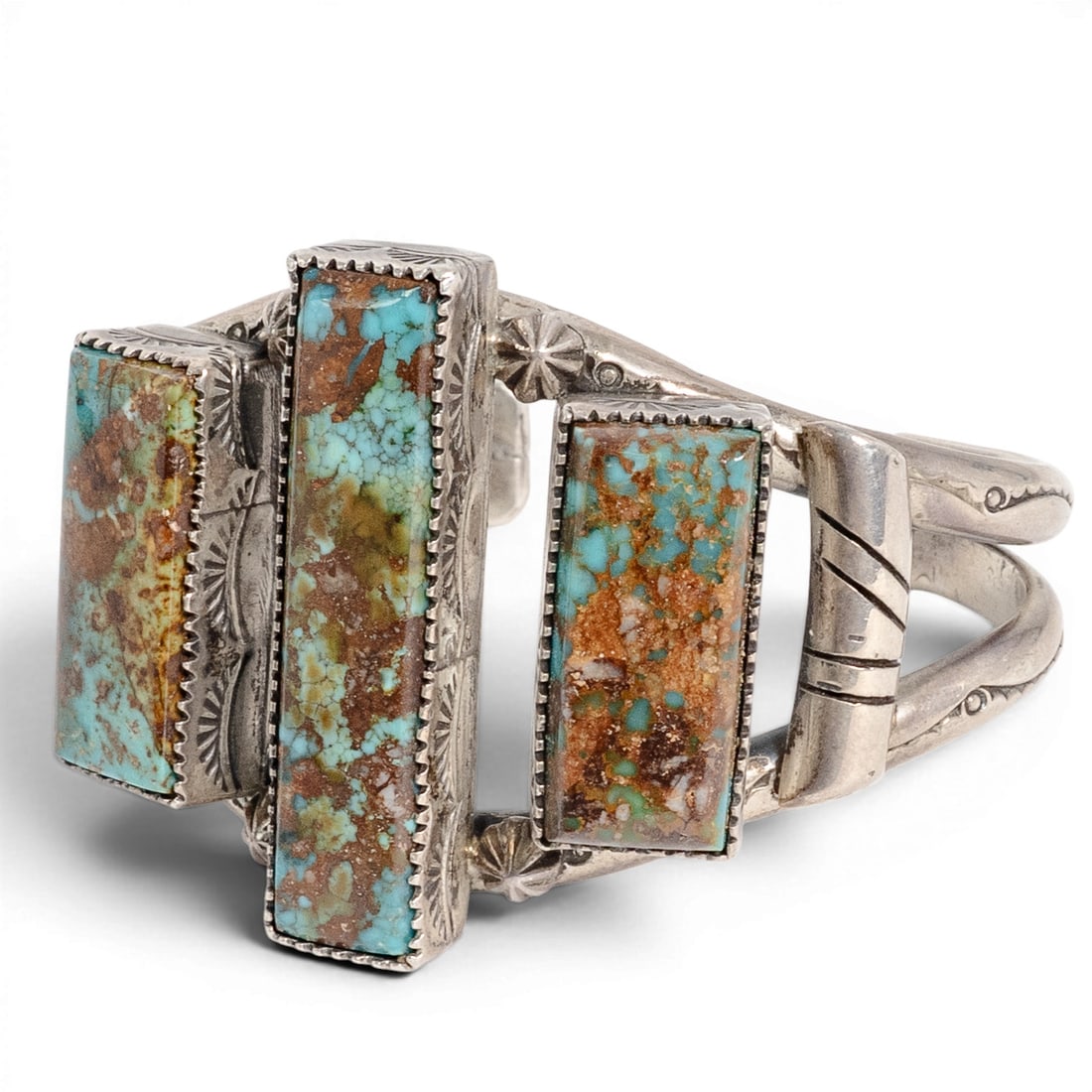 Vintage Charles Duncan Navajo Sterling Silver & Turquoise Cuff Bracelet (1 of 5)
