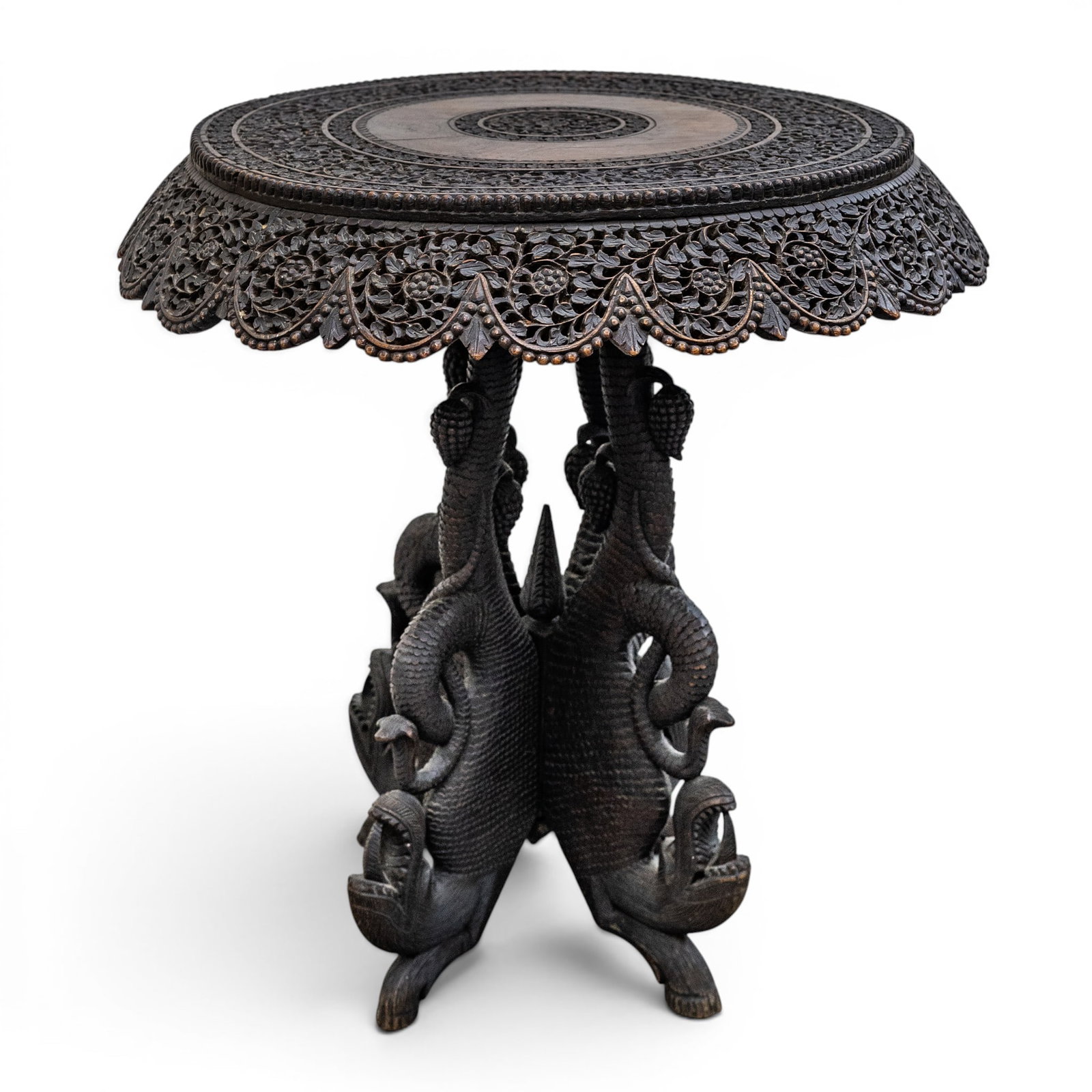 Antique Anglo-Indian Wood Carved Side Table (1 of 6)
